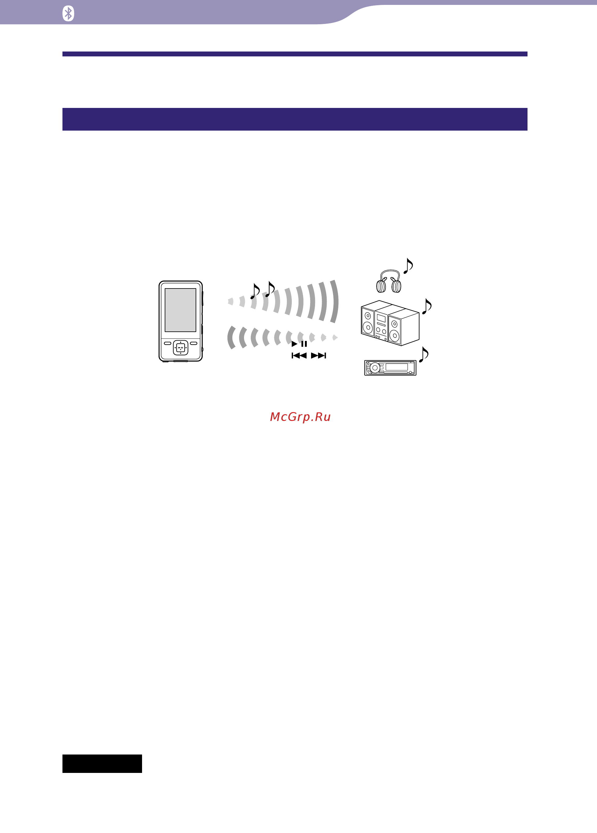 Sony NWZ-A828 (8GB)B [75/159] Функции bluetooth в проигрывателе