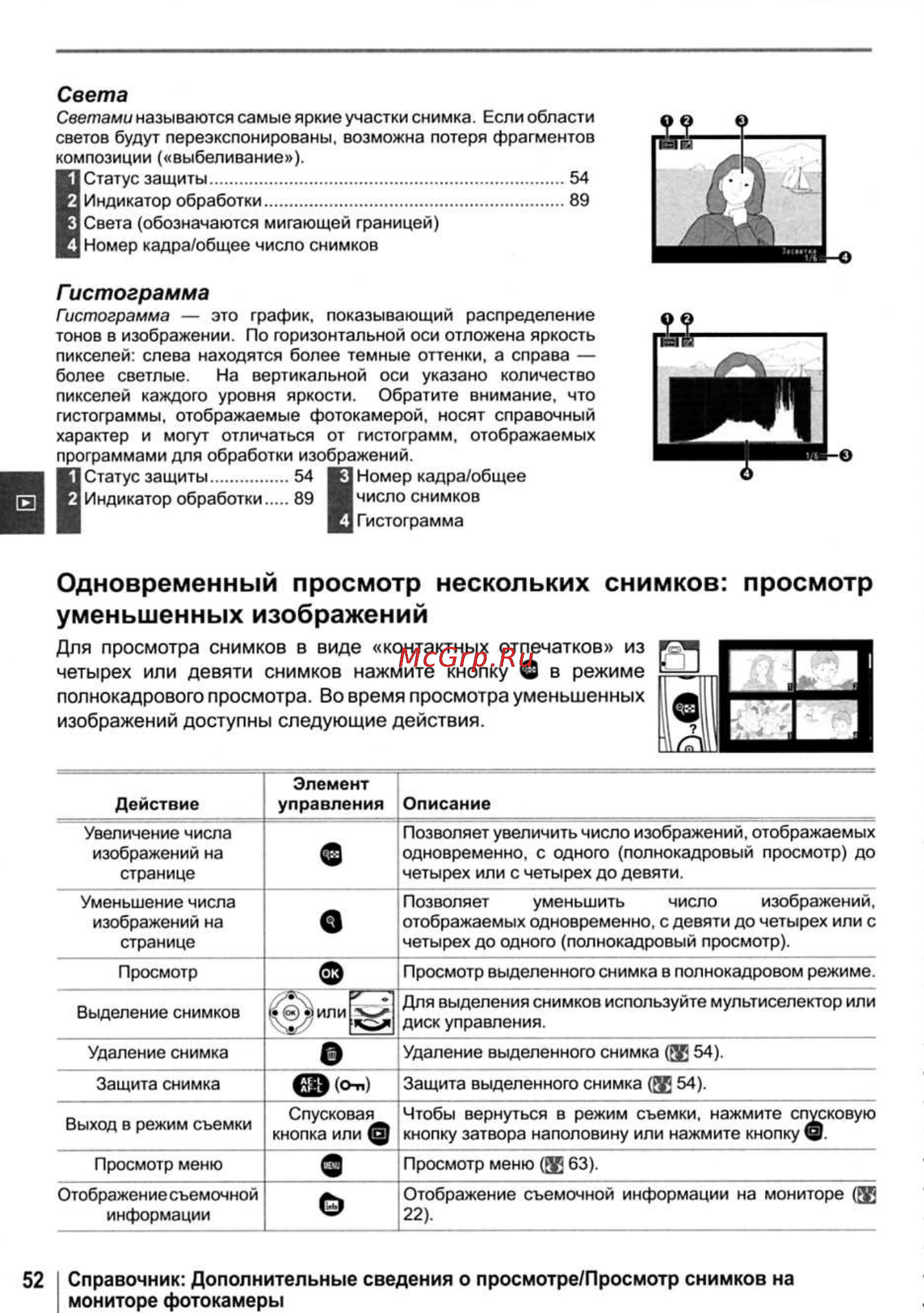 Nikon D40X [64/138] Одновременный просмотр нескольких снимков просмотр уменьшенных изображений