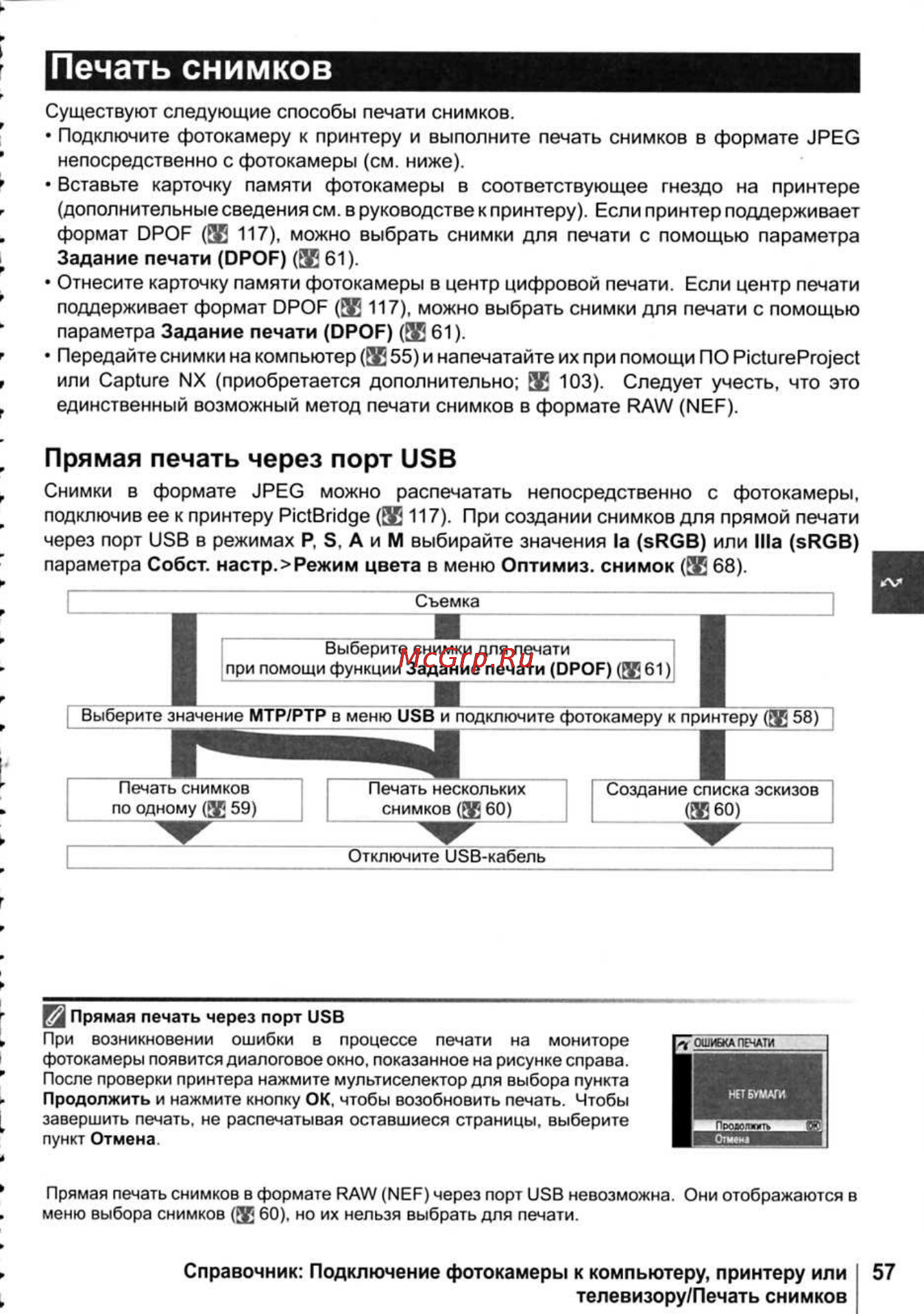 Nikon D40X [69/138] Вставьте карточку памяти фотокамеры в соответствующее гнездо на принтере