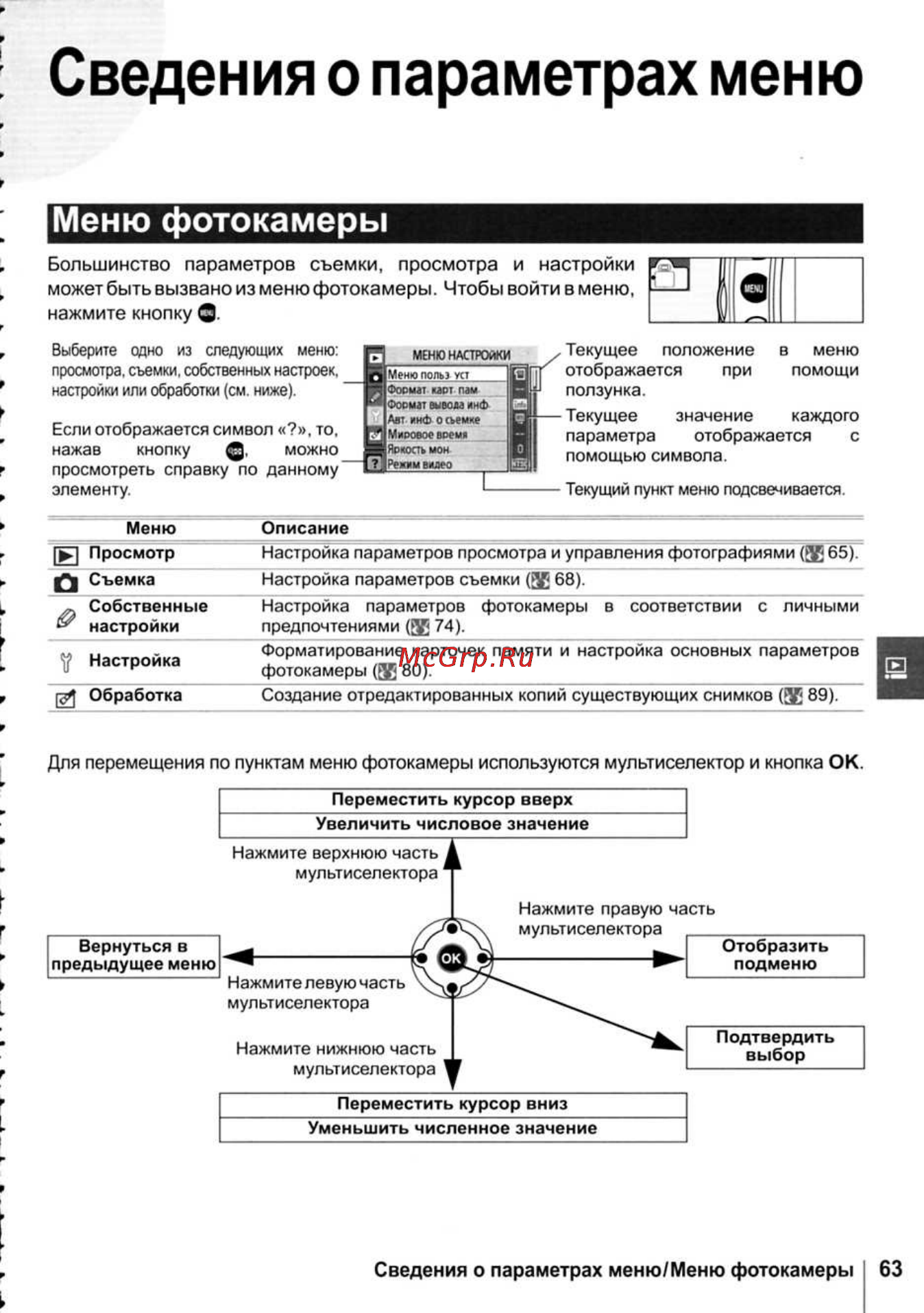 Nikon D40X [75/138] Сведения о параметрах меню