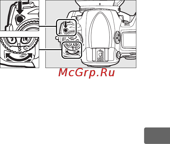 Nikon D3 [113/472] Для выбора режима съемки нажмите фиксатор диска режима съемки и поворачивая диск выберите нужный режим