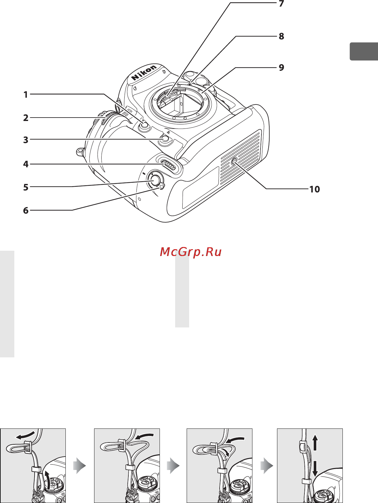 Nikon D3 [31/472] Прикрепление ремня фотокамеры