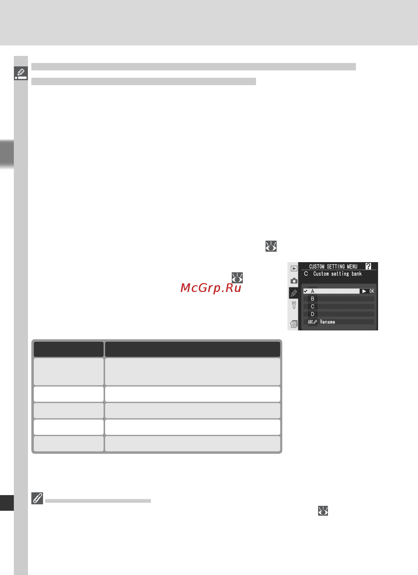 Nikon D2Xs [196/287] Пользовательская настройка c custom setting bank набор пользовательских настроек
