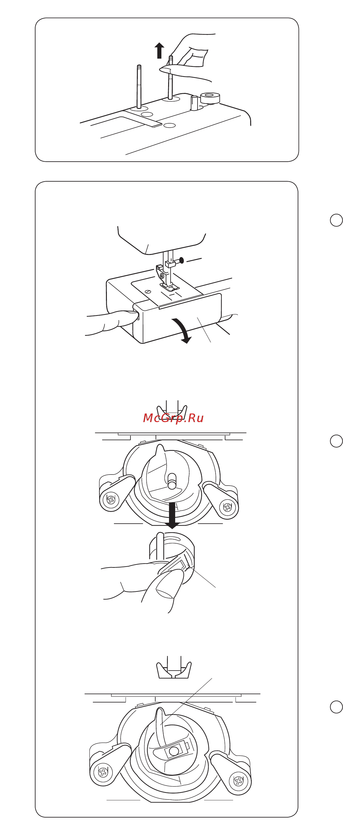 Janome 2121 [9/28] Установка катушечных стержней