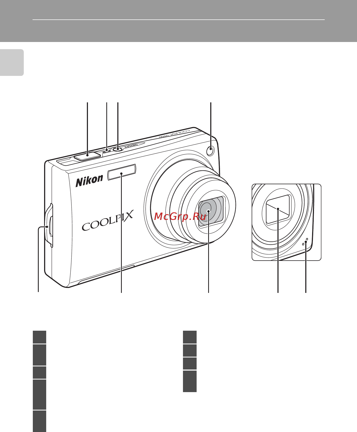Nikon Coolpix S550 [16/164] Основные элементы фотокамеры