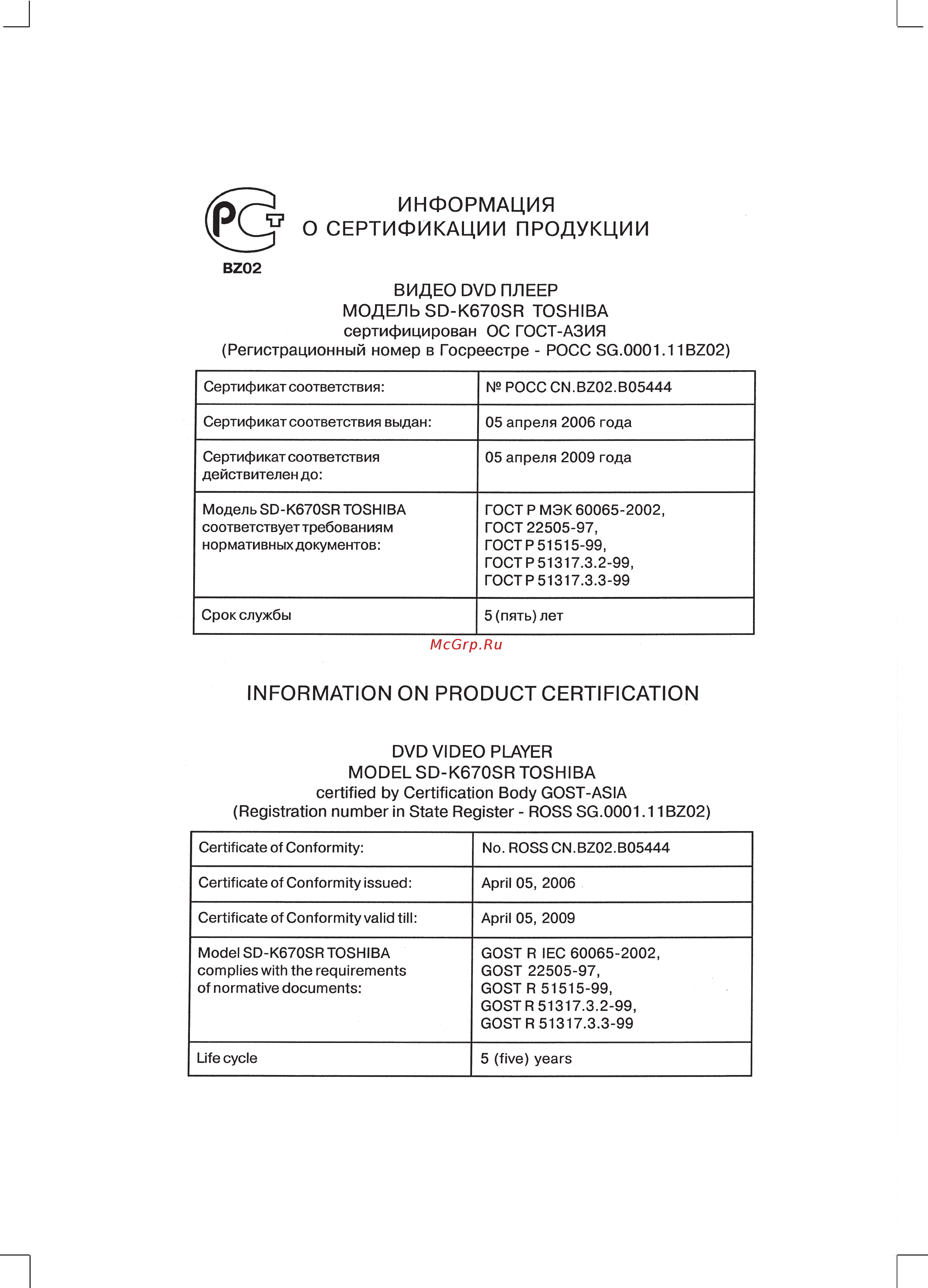 Toshiba SD-K670SV Инструкция по эксплуатации онлайн [44/44] 29103