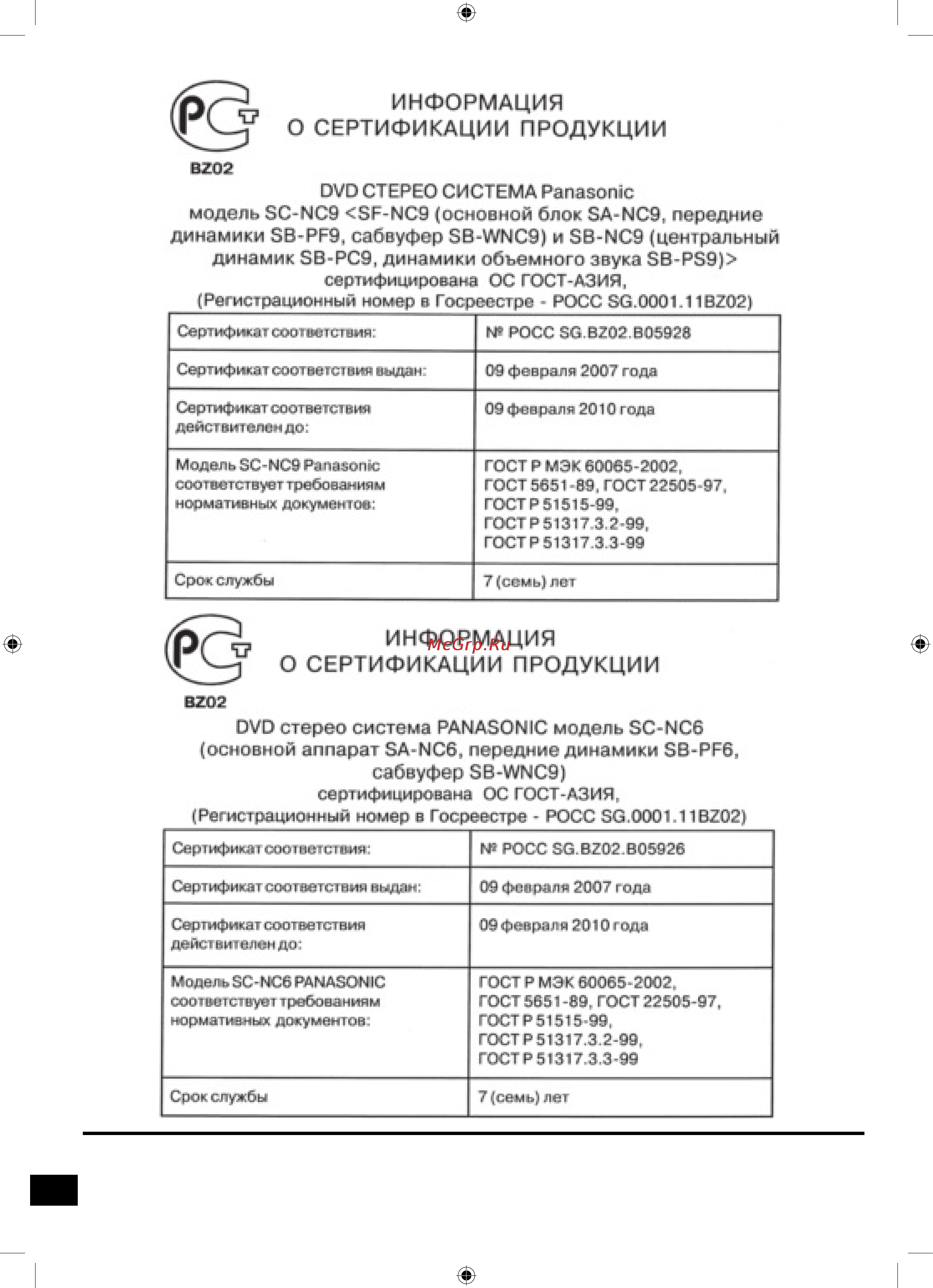 Panasonic SC-NC6 EE9-K Инструкция по эксплуатации онлайн [44/44] 29121