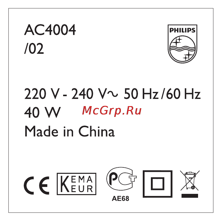 Philips AC4004/02 Инструкция по эксплуатации онлайн [23/26] 80387