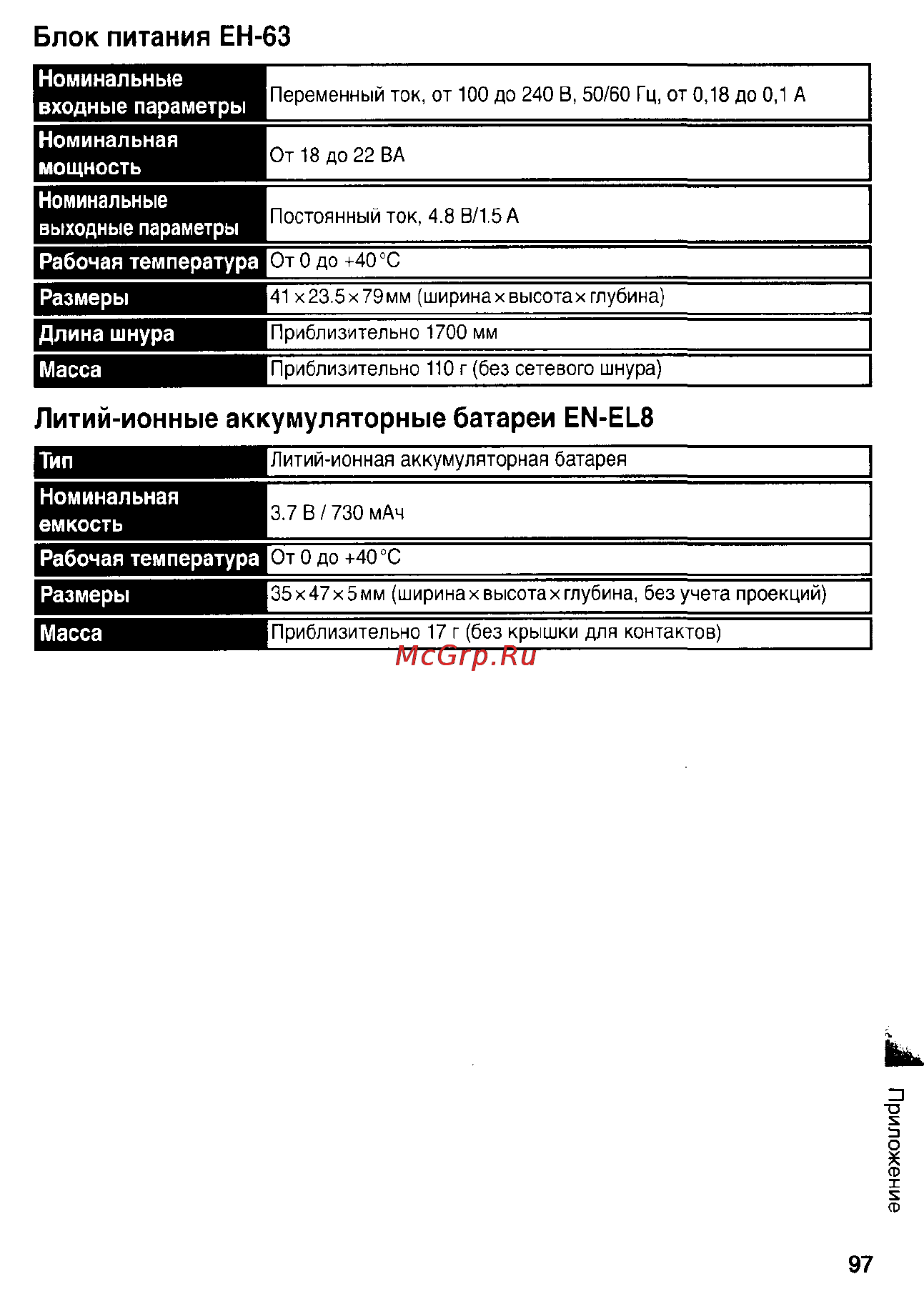 Nikon Coolpix S1 [107/110] Блок питания ен 63