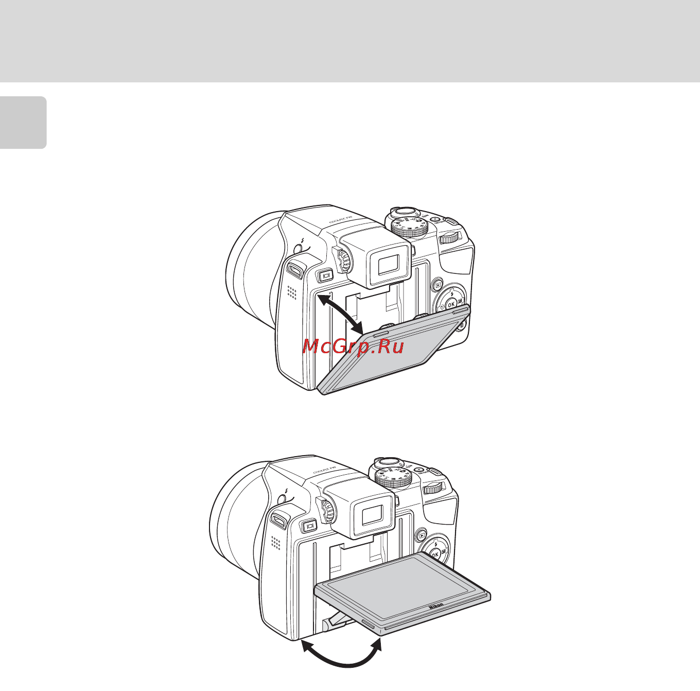 Nikon Coolpix P90 [18/192] Изменение угла монитора