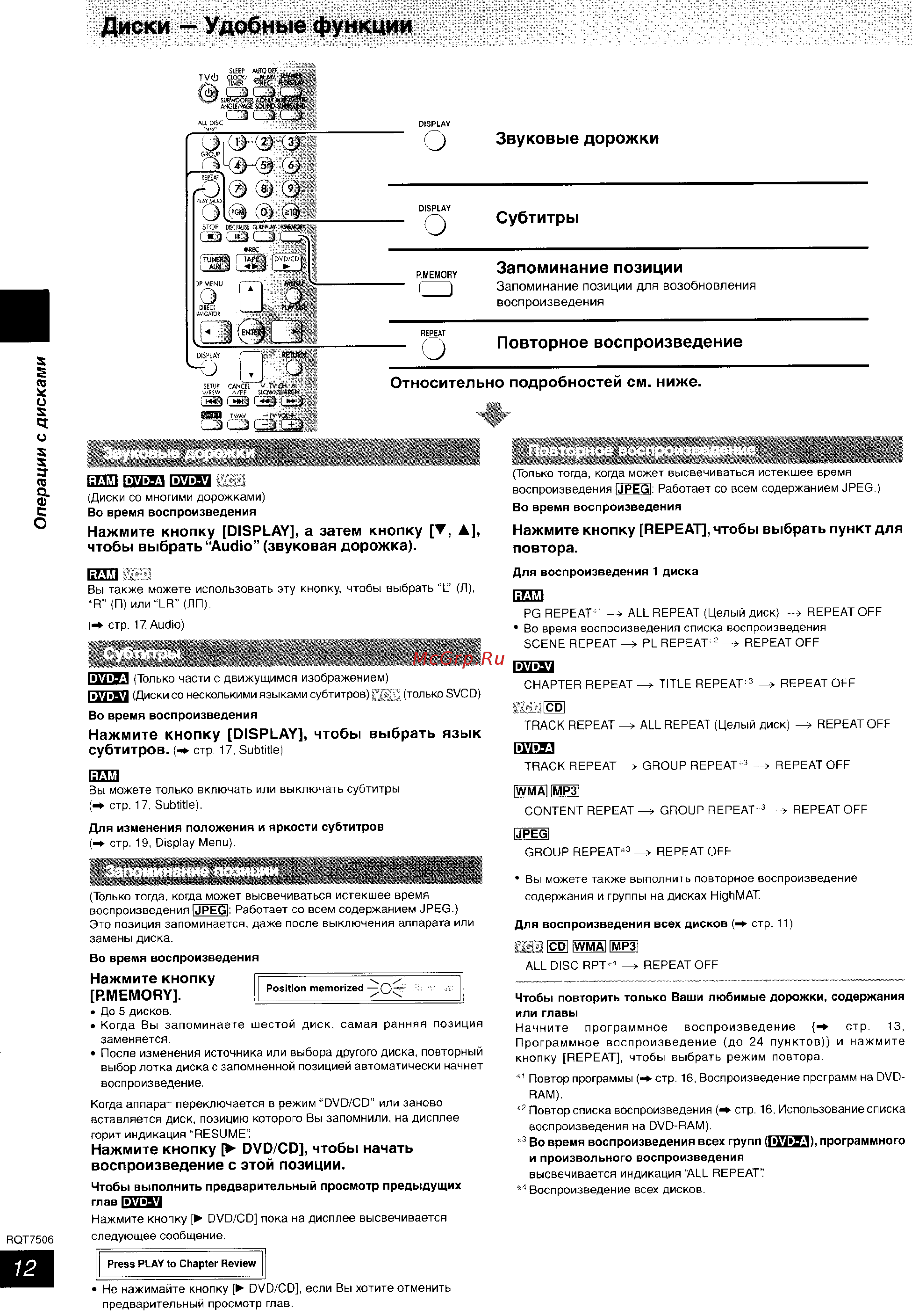 Panasonic SC-PM39 [12/36] Операции с дисками