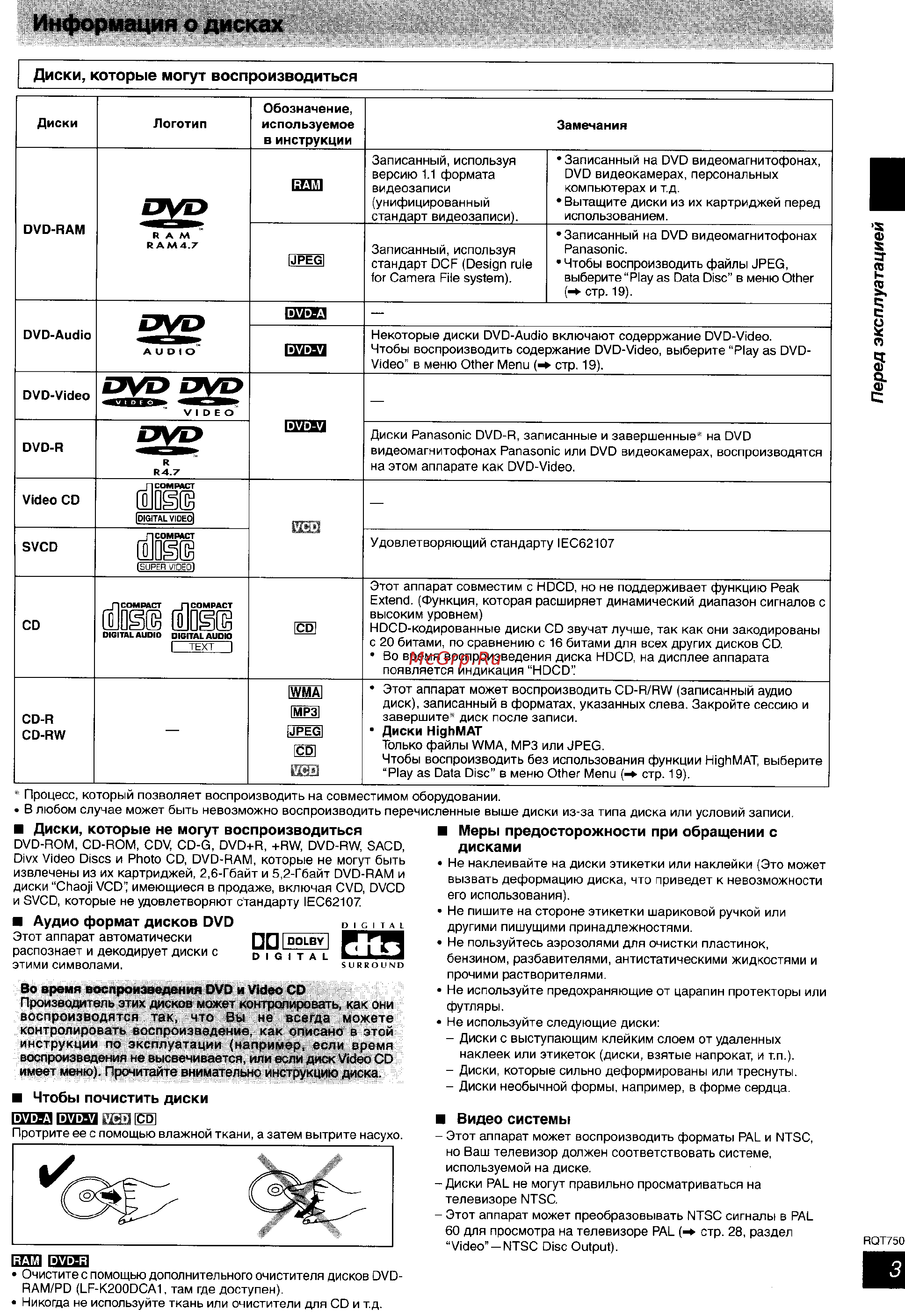 Panasonic SC-PM39 [3/36] Информация о дисках