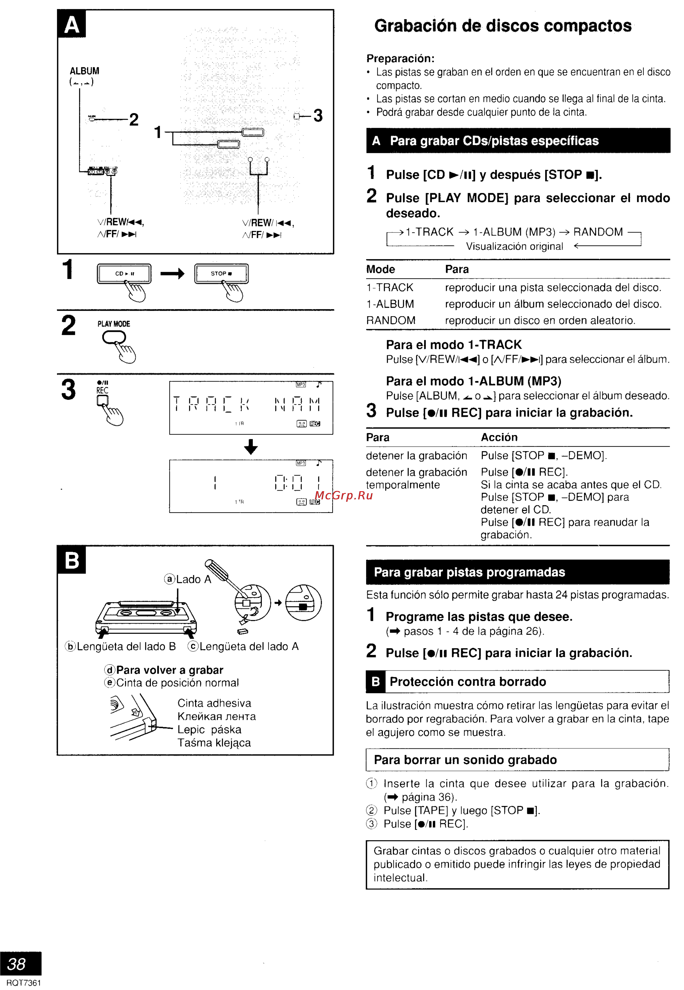 Panasonic SC-PM9 [32/41] Grabación de discos compactos