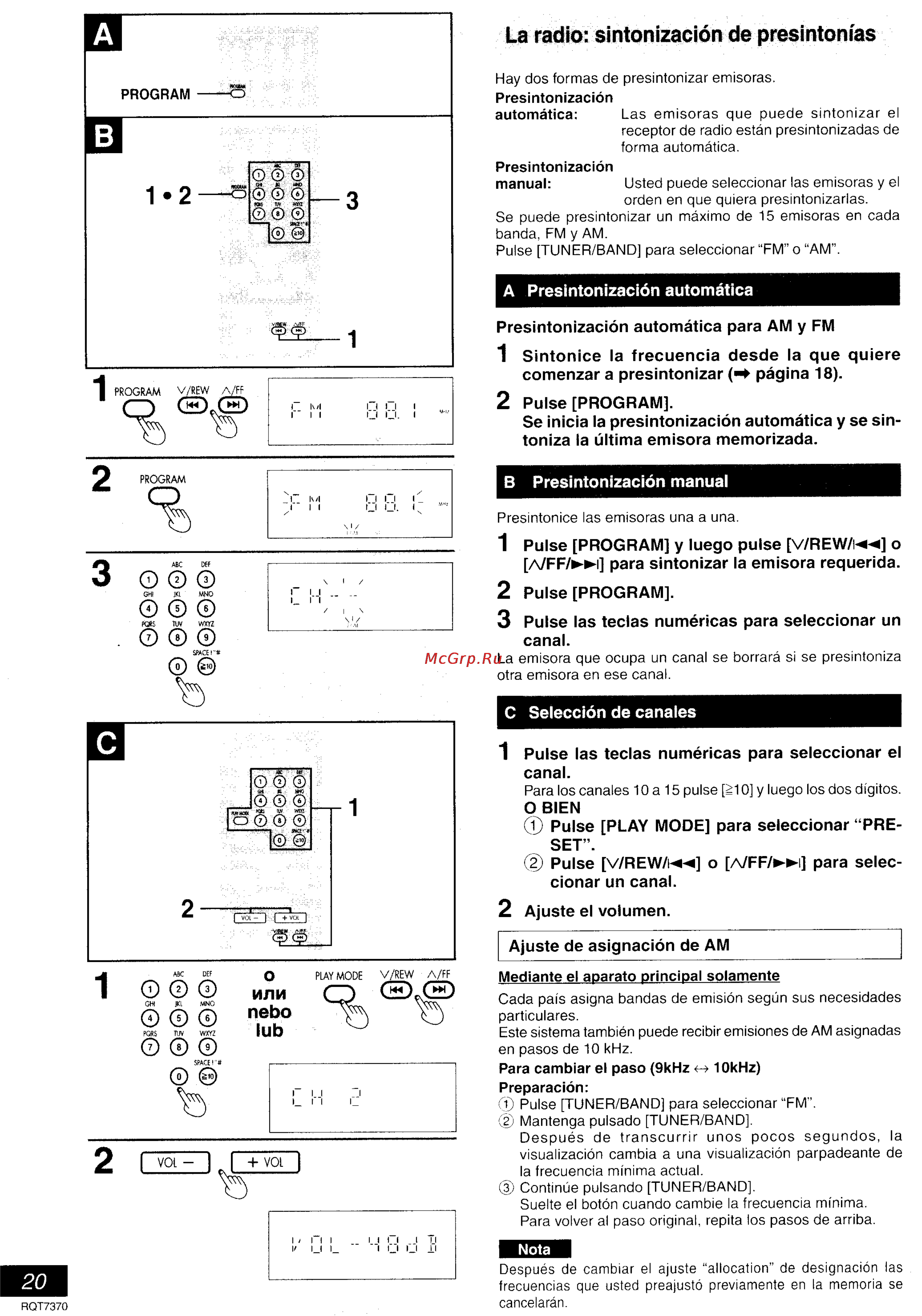 Panasonic SC-PM19 [14/47] La radio sintonización de presintonías