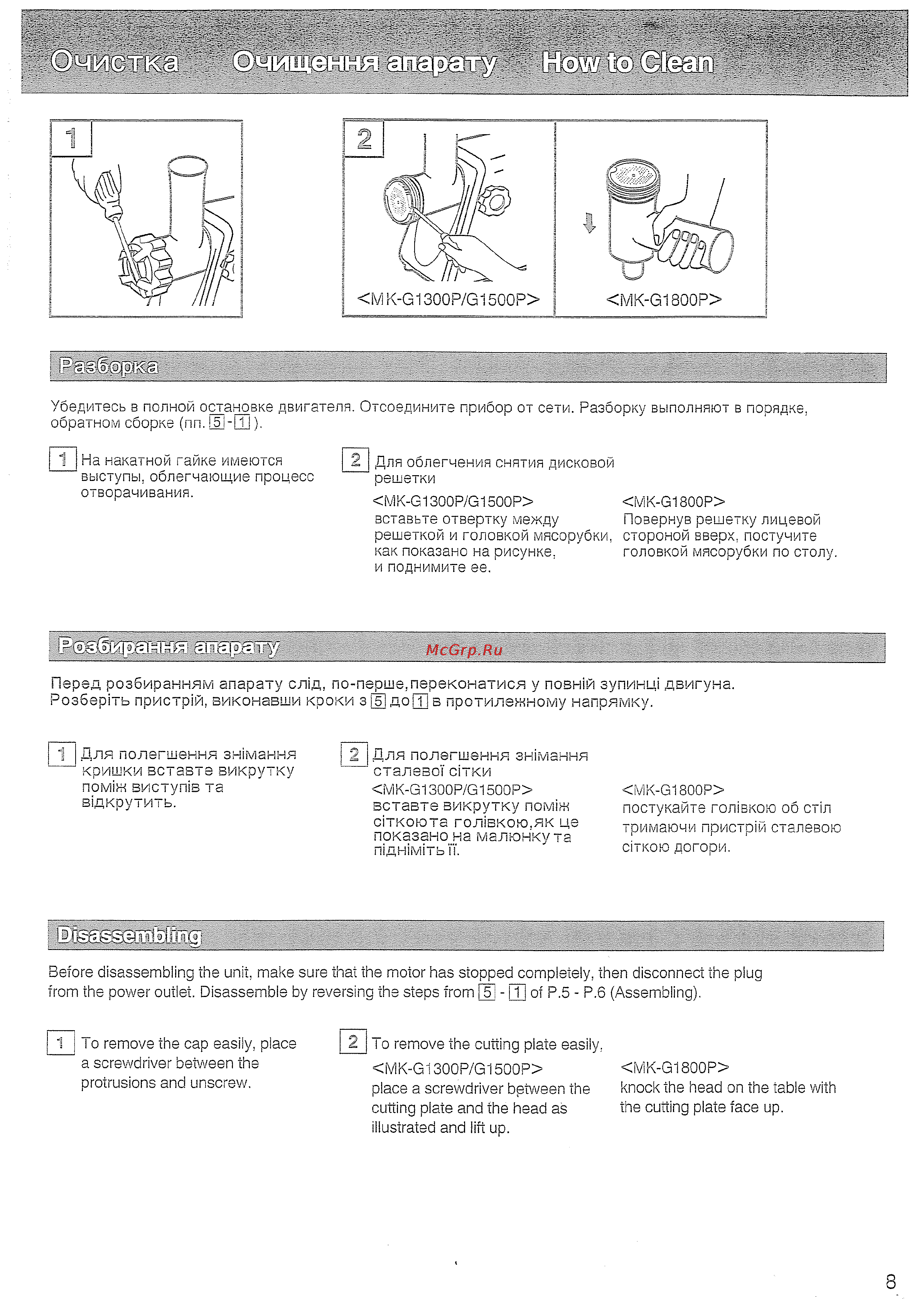 Panasonic MK-G1500PWTQ Инструкция по эксплуатации онлайн [9/12] 29274