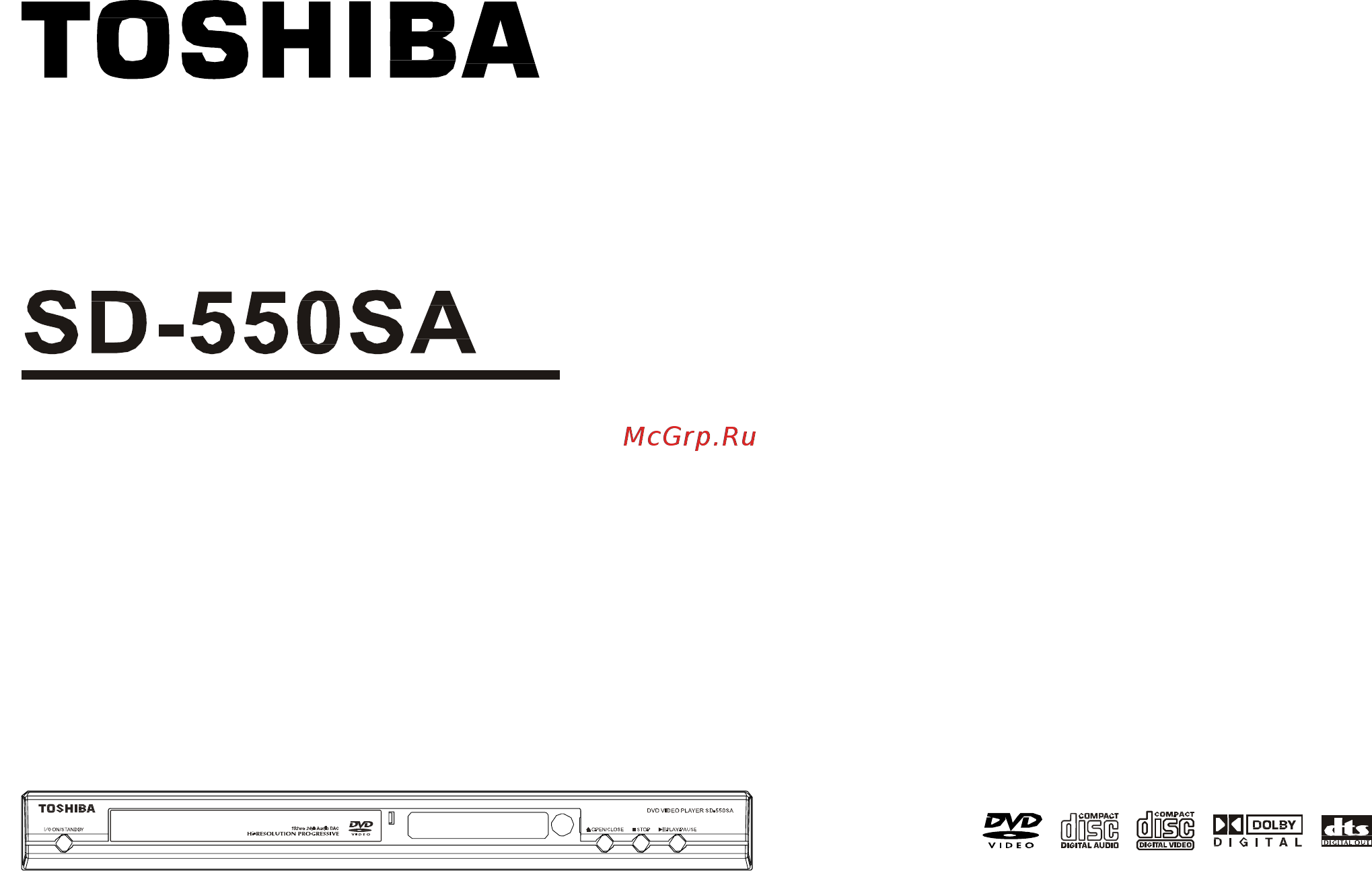 Toshiba SD-550SA Инструкция по эксплуатации онлайн