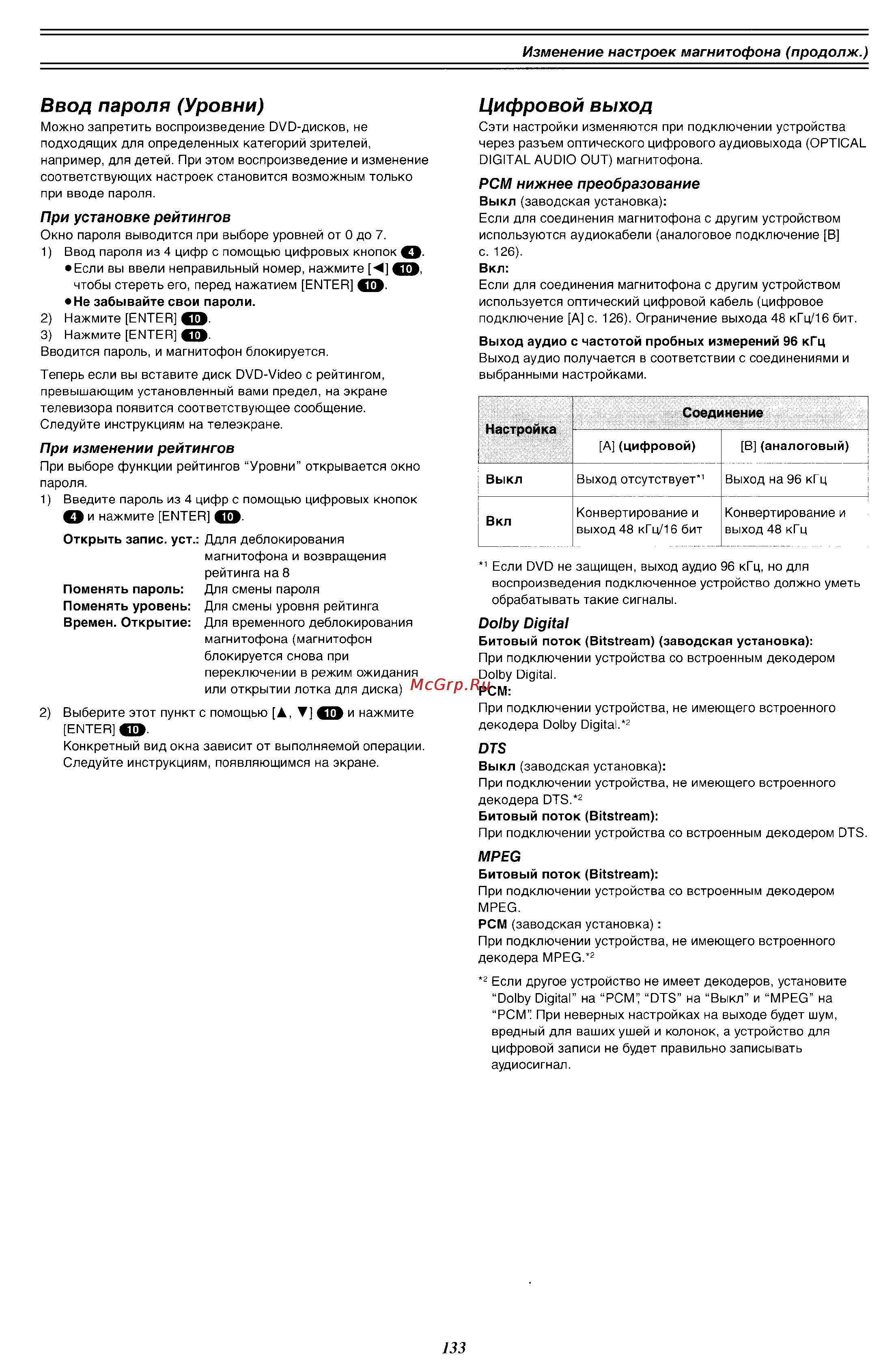 Panasonic DMR-E60 [59/76] Ввод пароля уровни