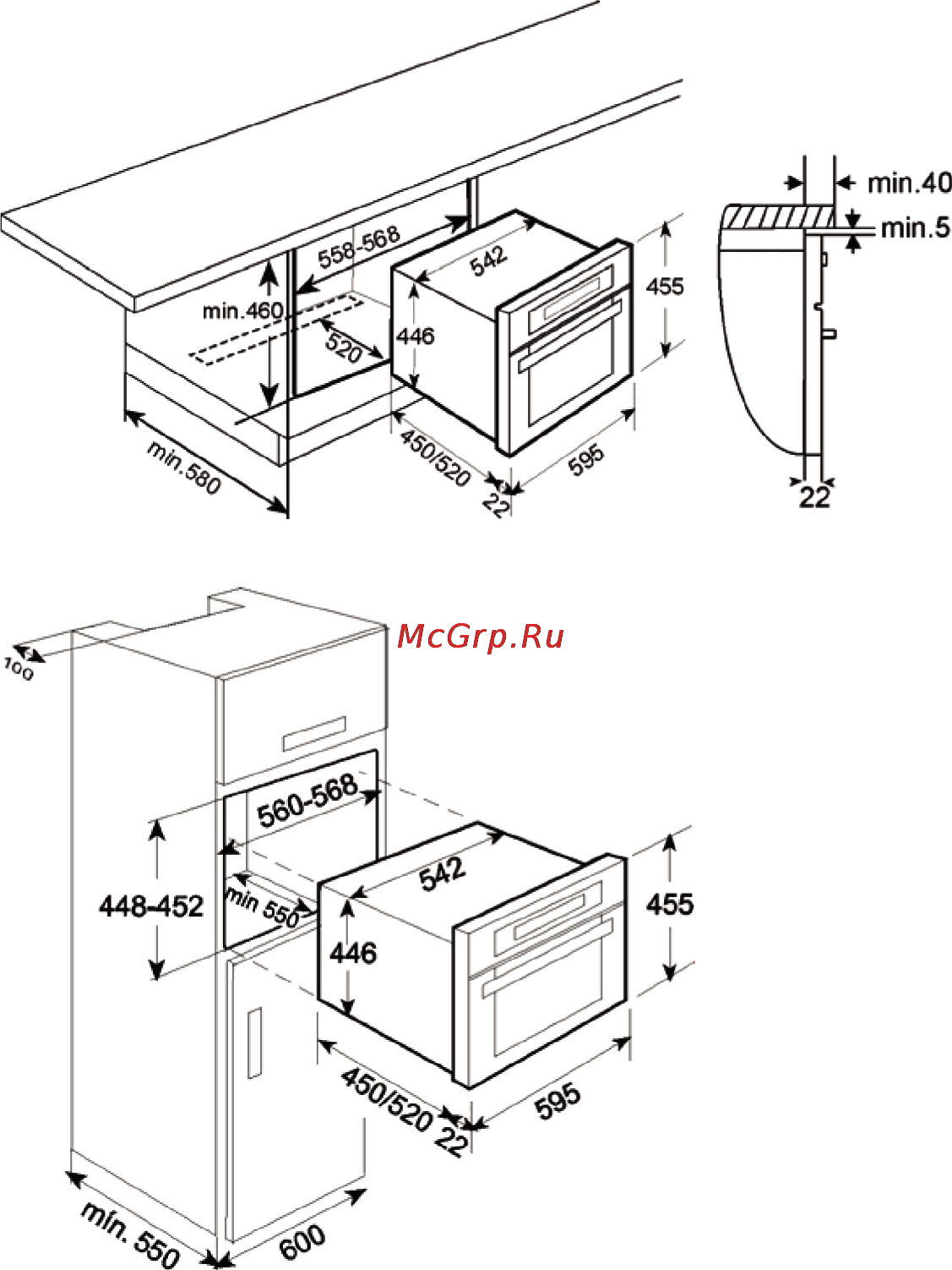 Candy MIC 305 X X [44/52] Встраивание прибора