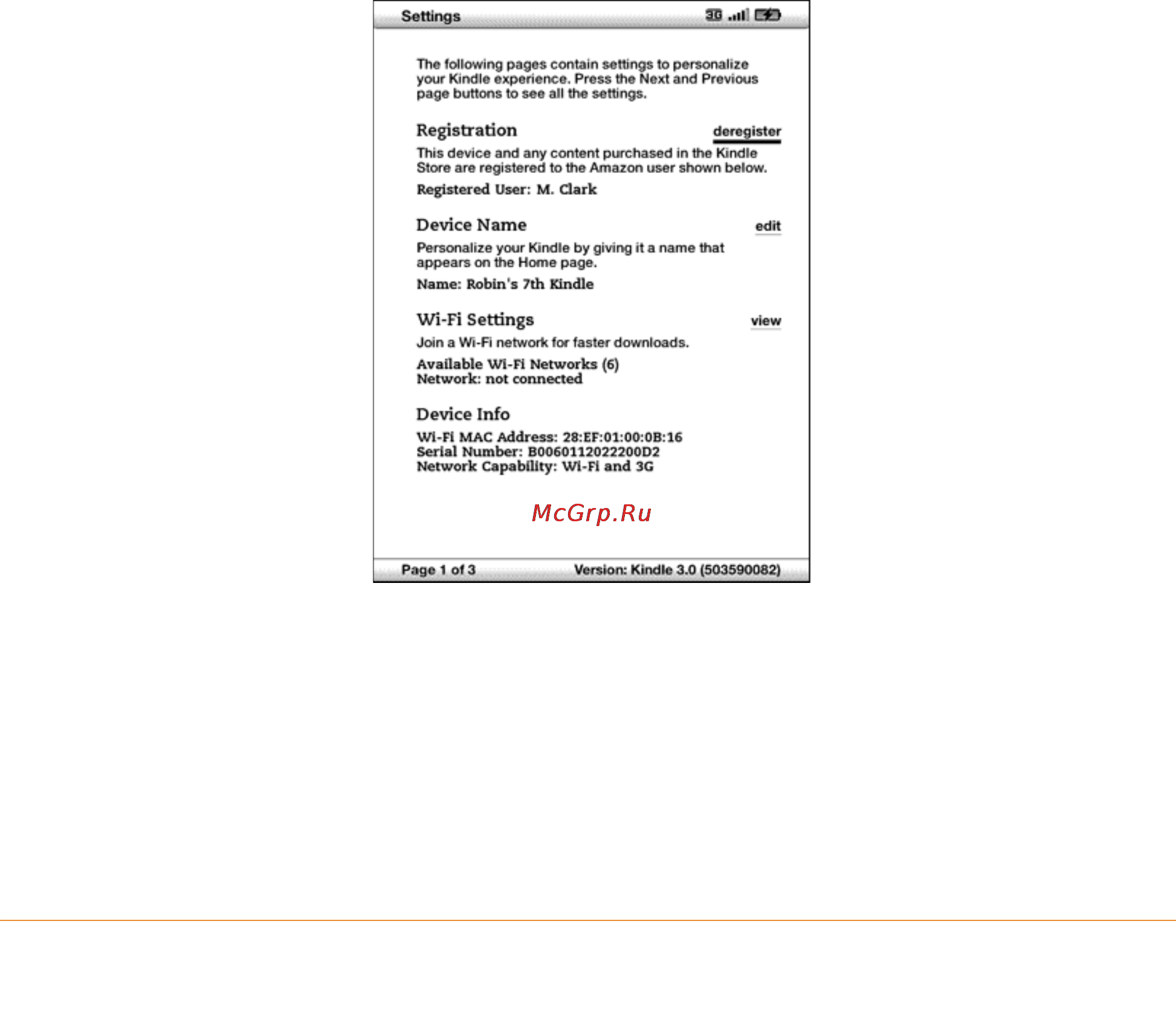 Amazon Kindle 3 WIFI [127/200] Chapter 7 settings and experimental