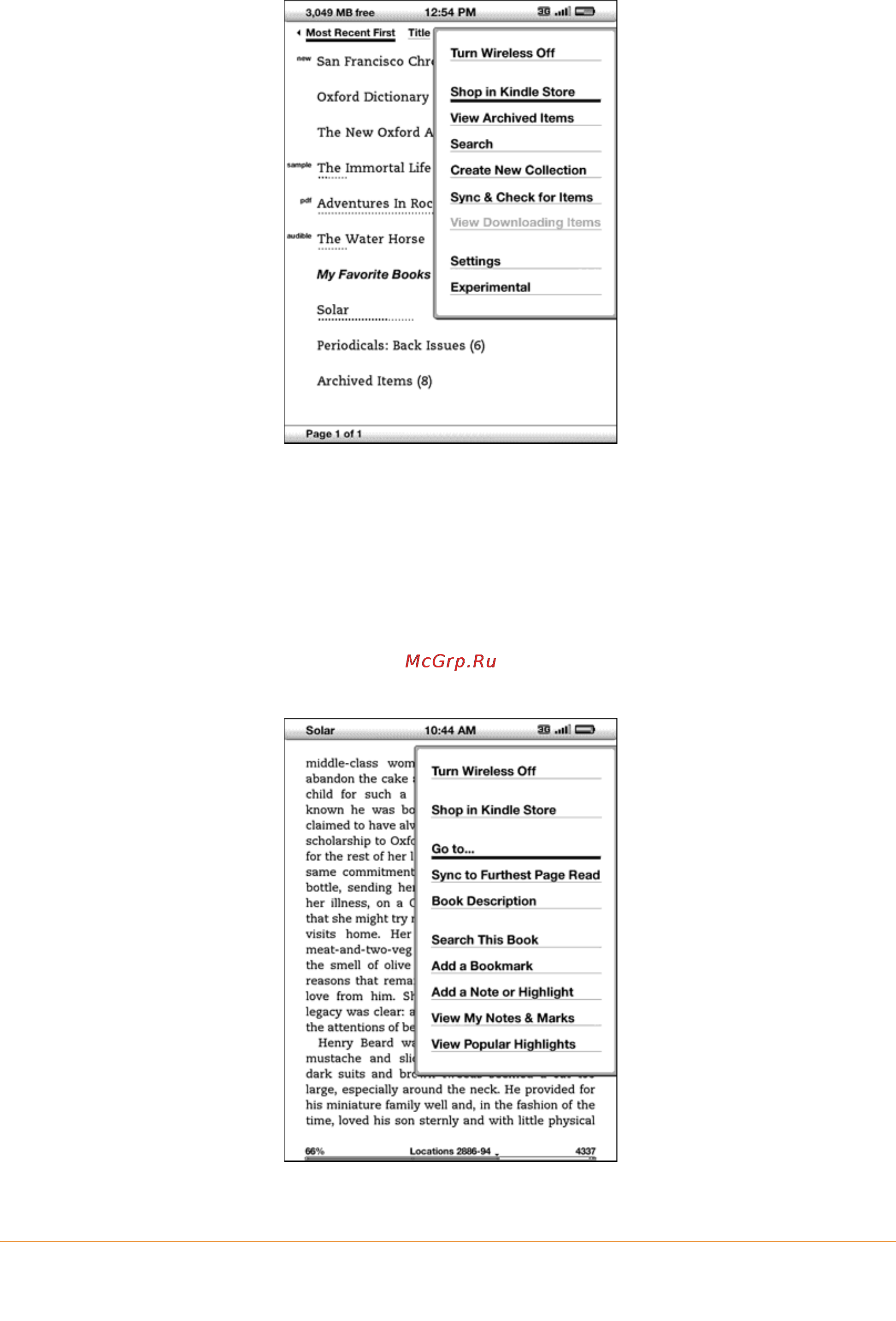 Amazon Kindle 3 WIFI [32/200] The application menu
