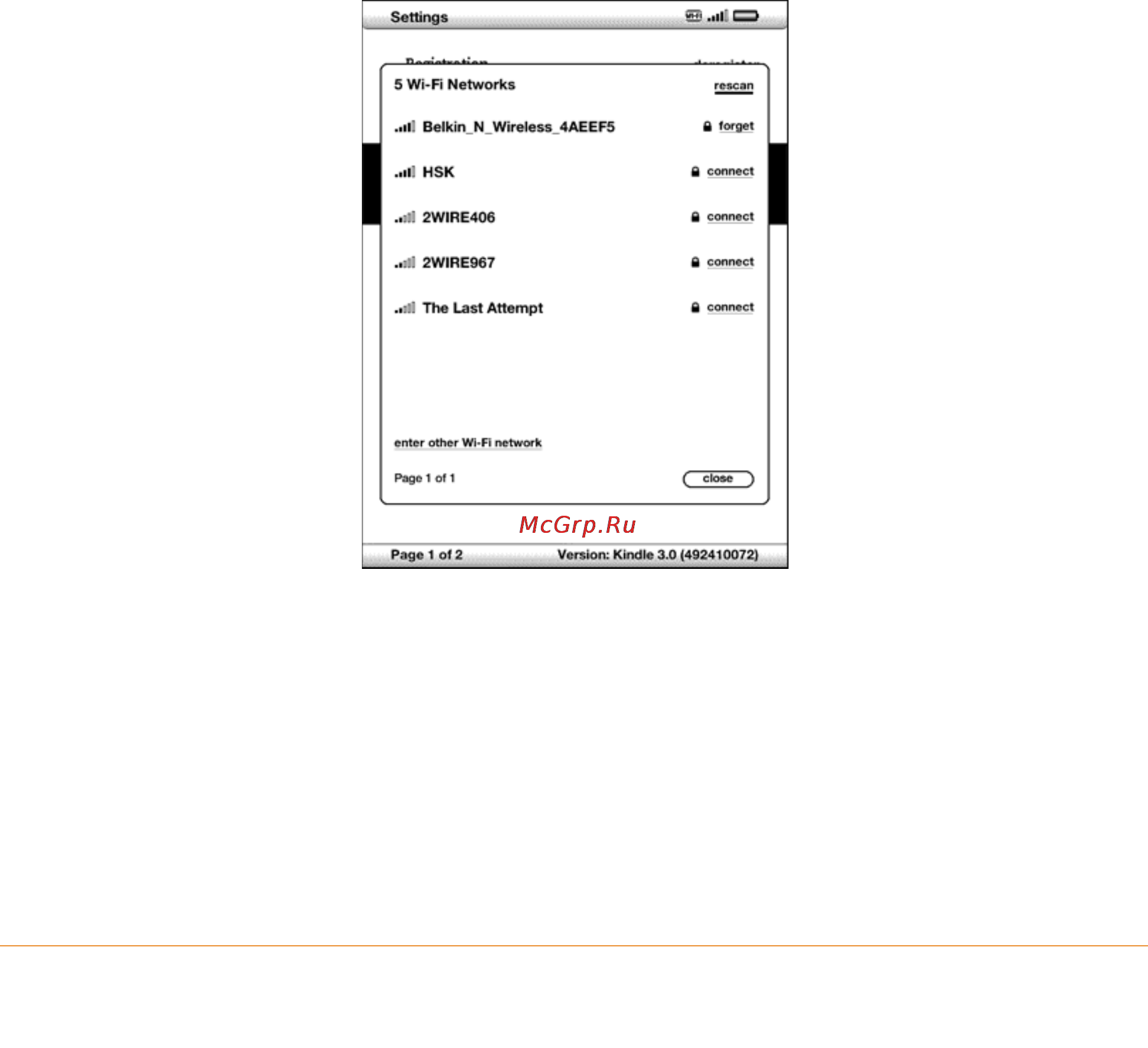 Amazon Kindle 3 WIFI [41/200] Connect to a wi fi network