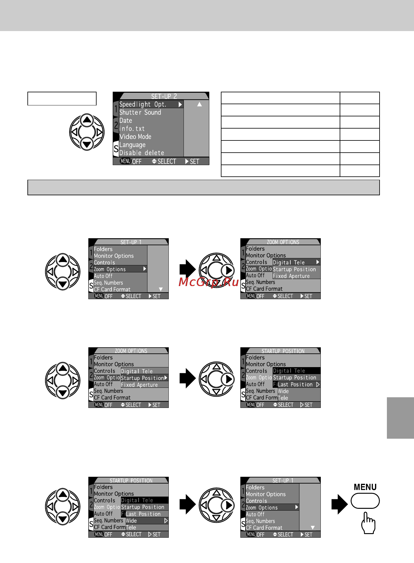Nikon Coolpix 995 [118/177] Настройка меню set up на примере zoom options