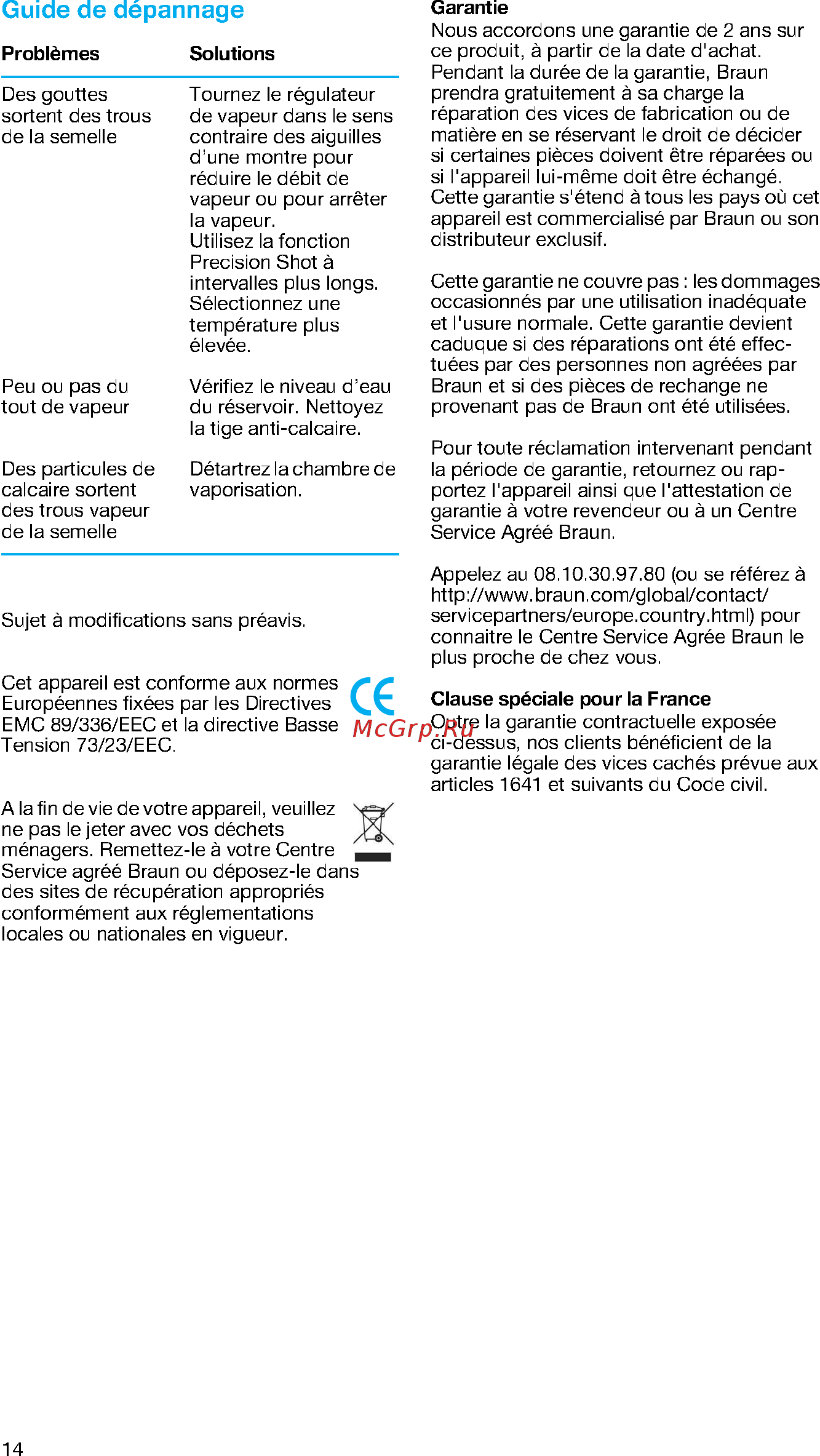 Braun ProStyle 710/SI17610 [14/70] Guide de dépannage