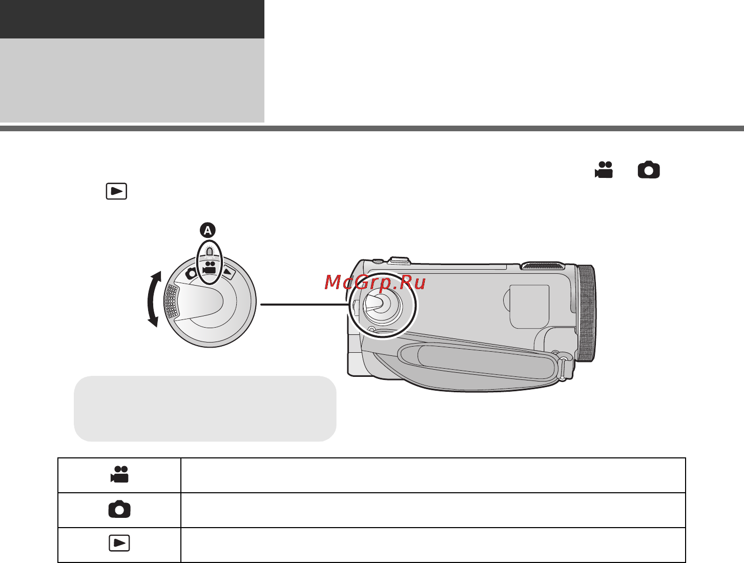 Panasonic HDC-SDT750EE Grey [20/160] Выбор режима