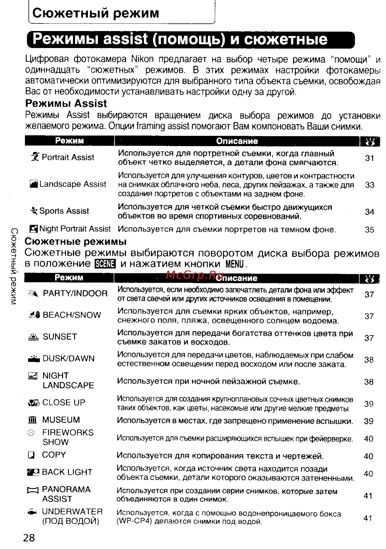 Nikon Coolpix 5900 [37/159] Режимы assist помощь и сюжетные