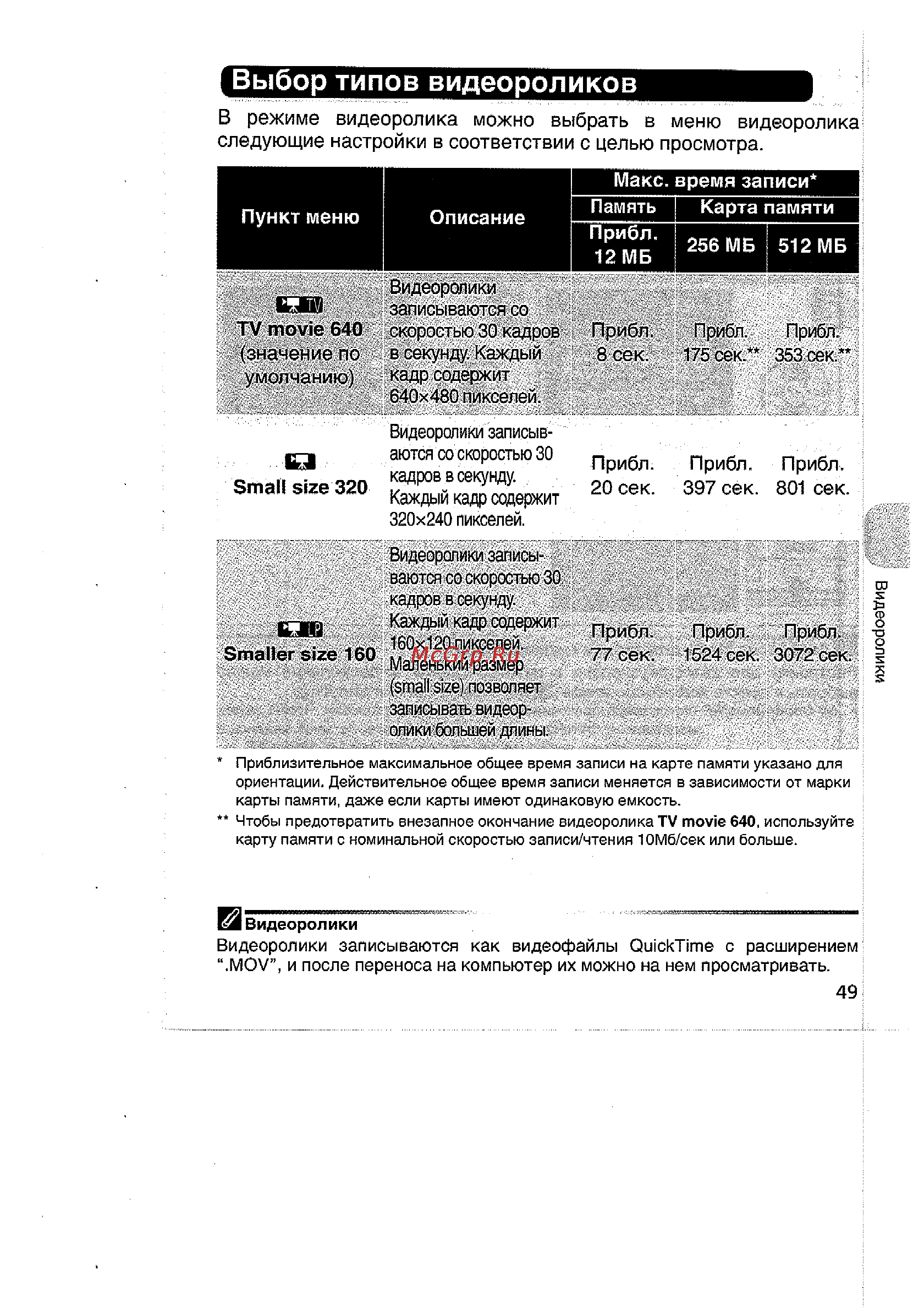 Nikon Coolpix 5200 [59/154] Выбор типов видеороликов