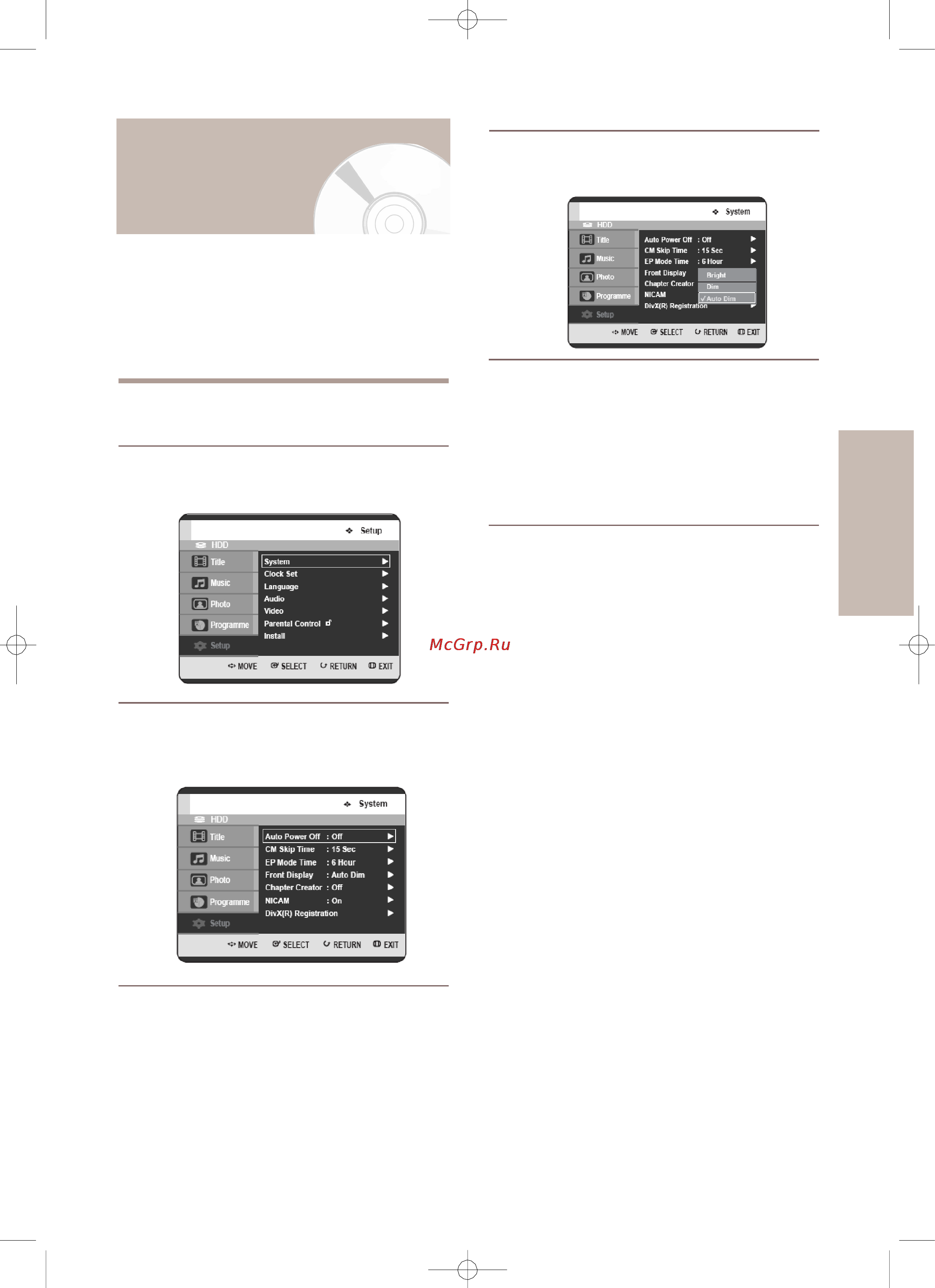 Toshiba RD-XS64SG [35/132] Настройка опций дисплея передней панели
