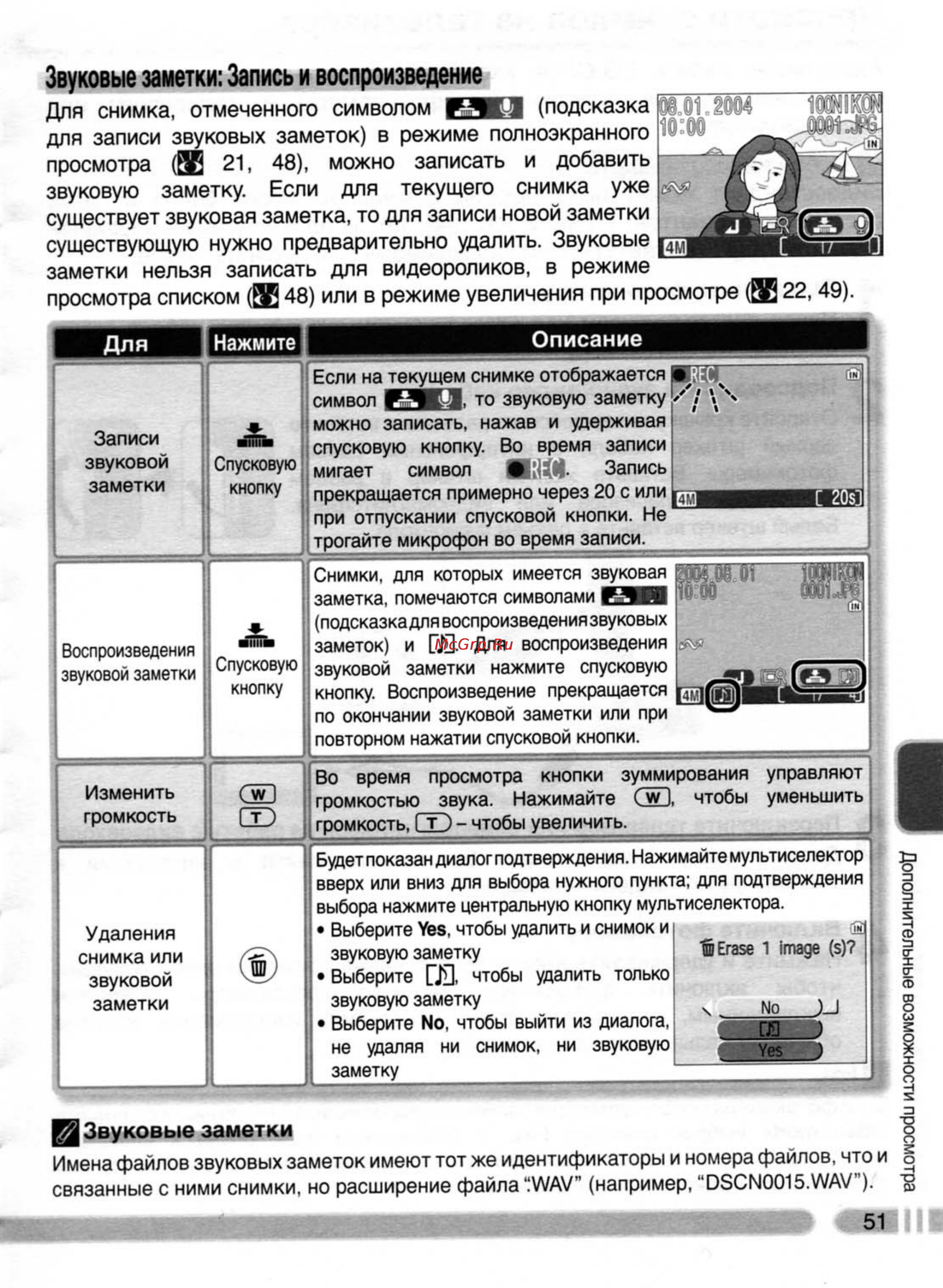 Nikon Coolpix 4800 [60/123] Звуковые заметки запись и воспроизведение