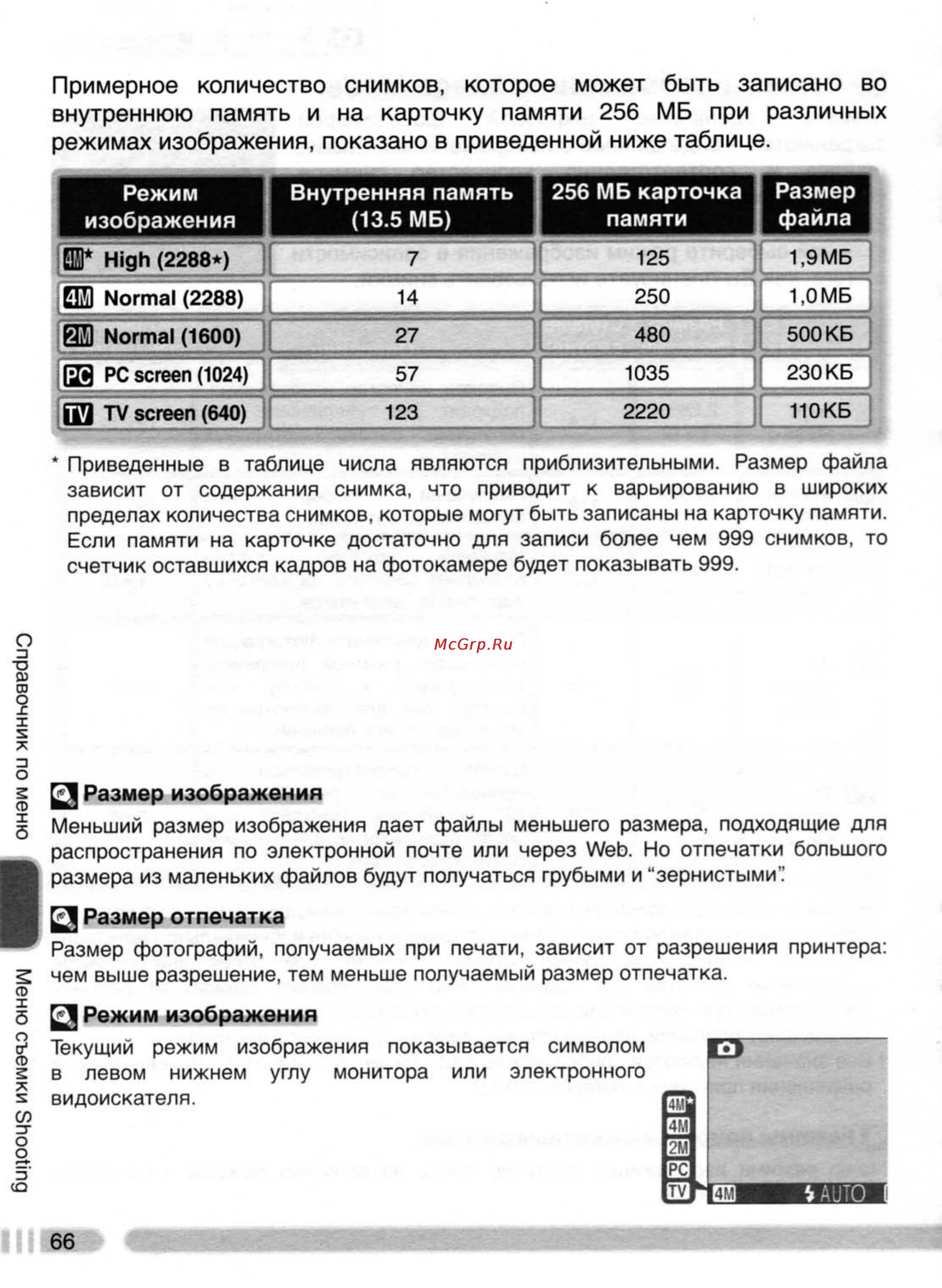 Nikon Coolpix 4800 [75/123] Примерное количество снимков которое может быть записано во