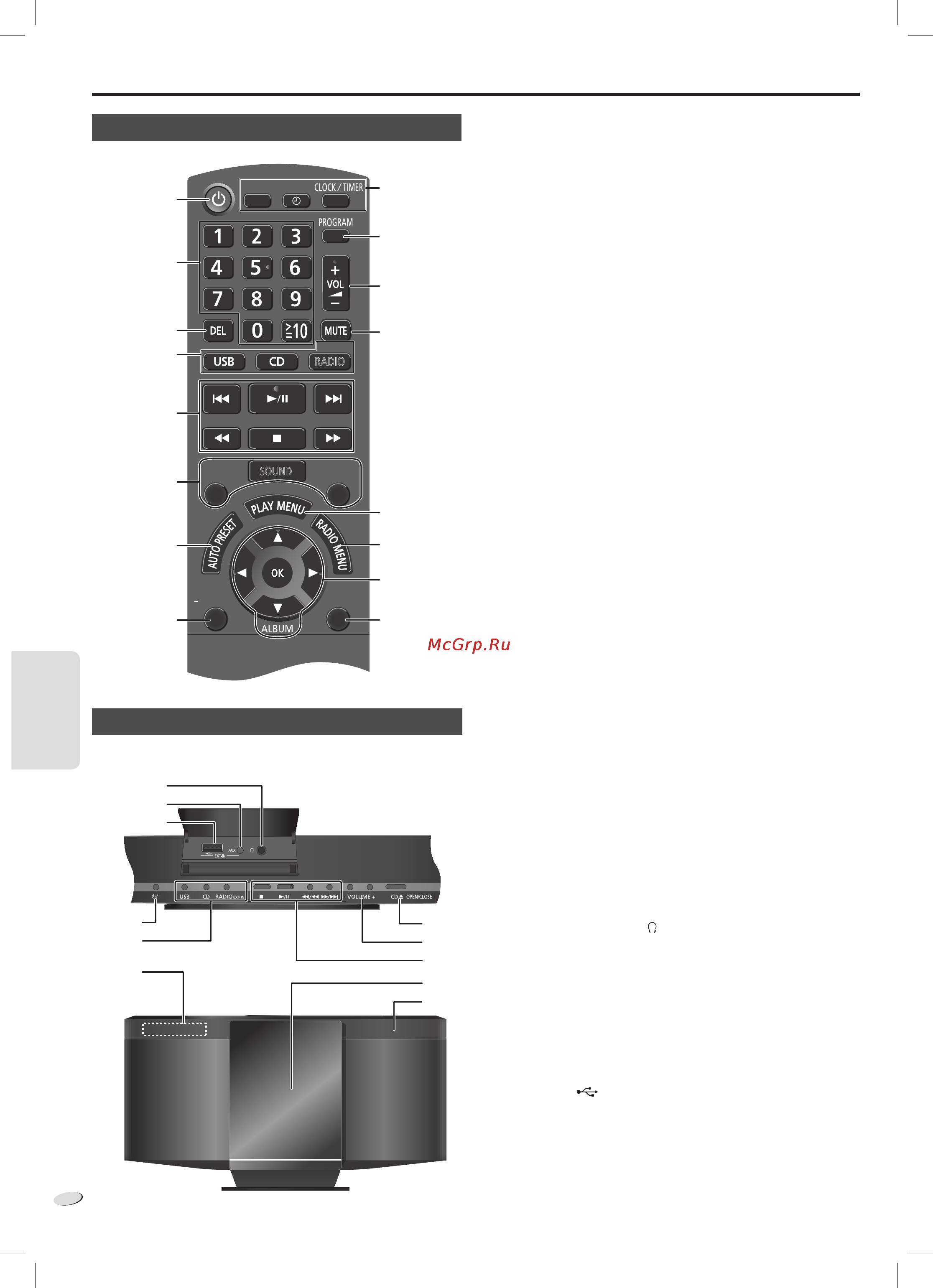 Panasonic SC-HC15EP-K [14/20] Огляд органів керування