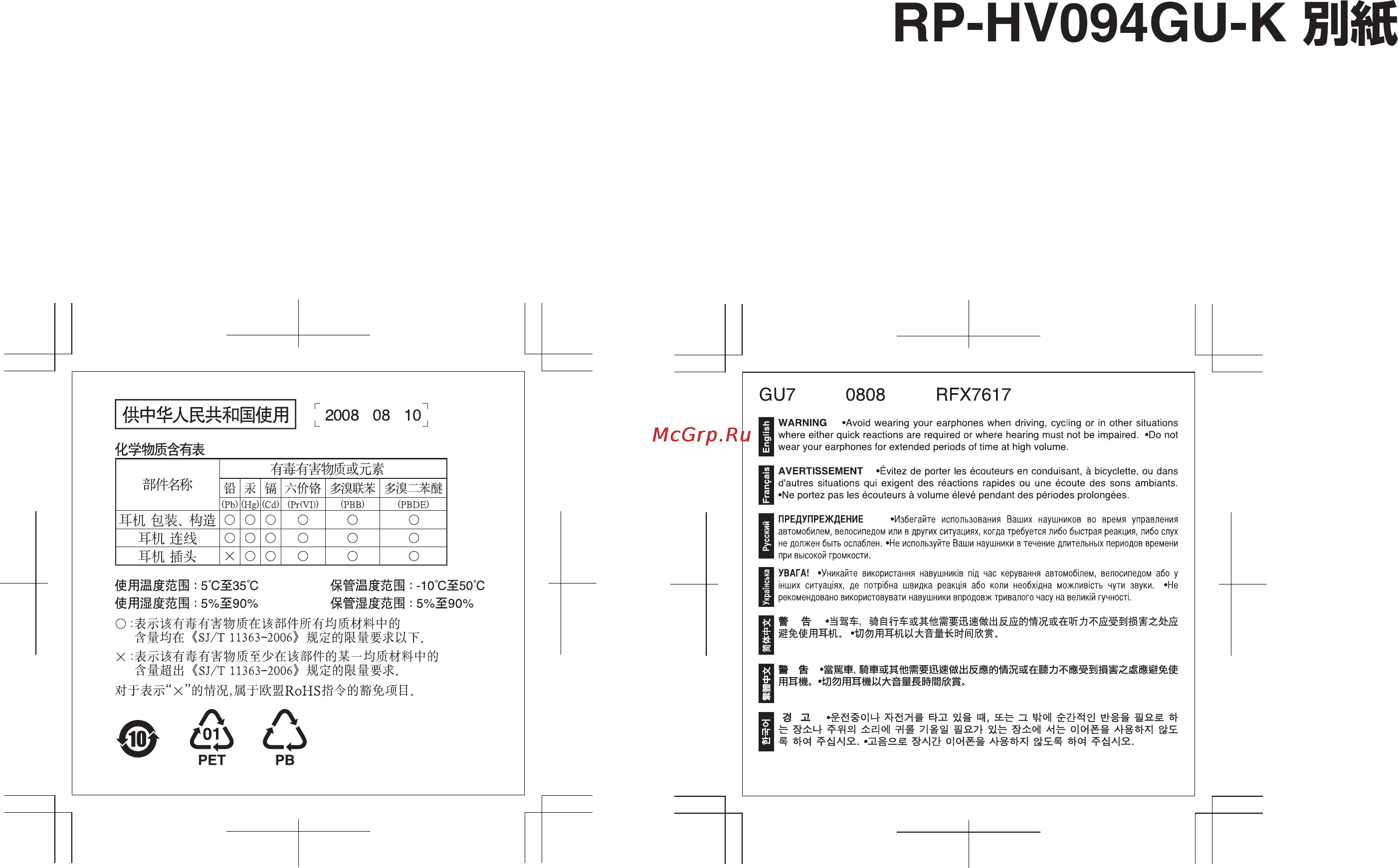 Panasonic RP-HV094GU-K [3/3] Rp hv094gu k вож