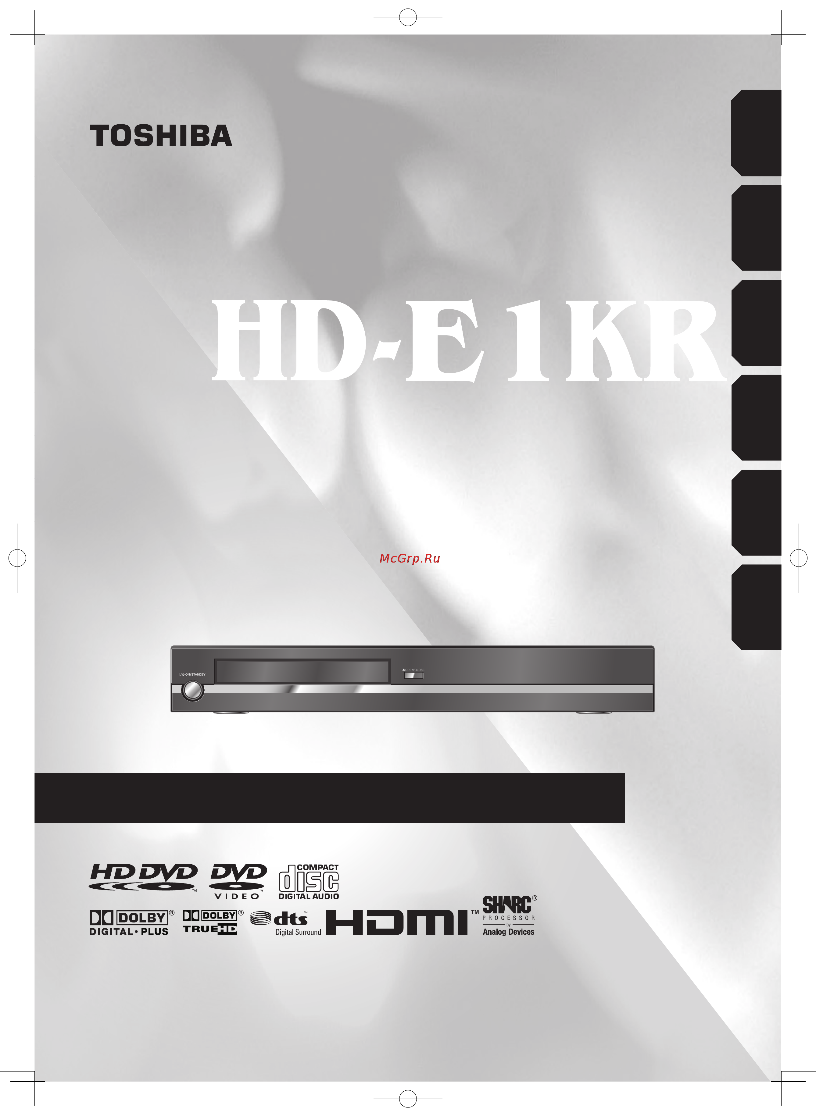 Toshiba HD-E1KR Инструкция по эксплуатации онлайн