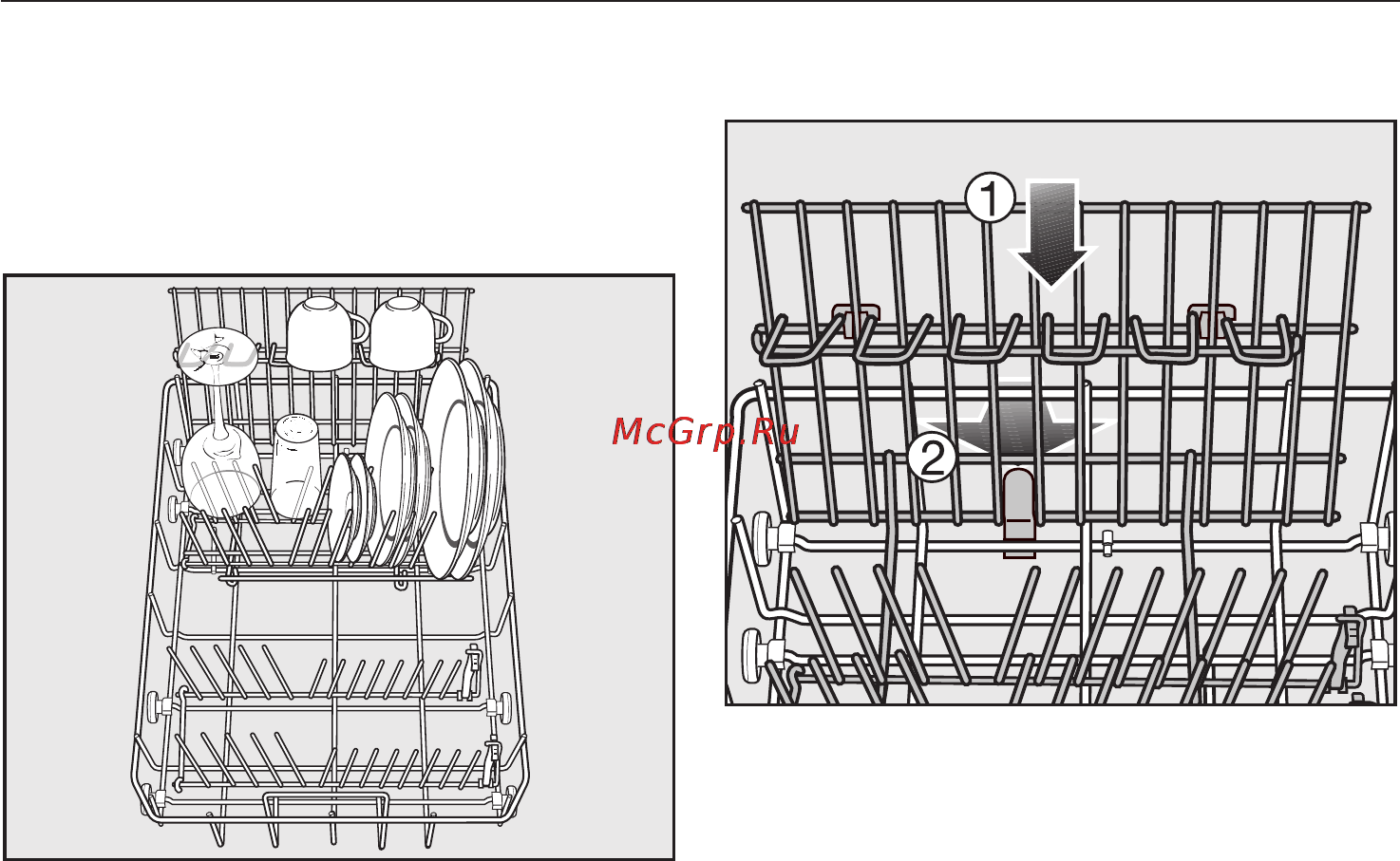 Miele G 1502 [27/68] Размещение посуды и столовых приборов
