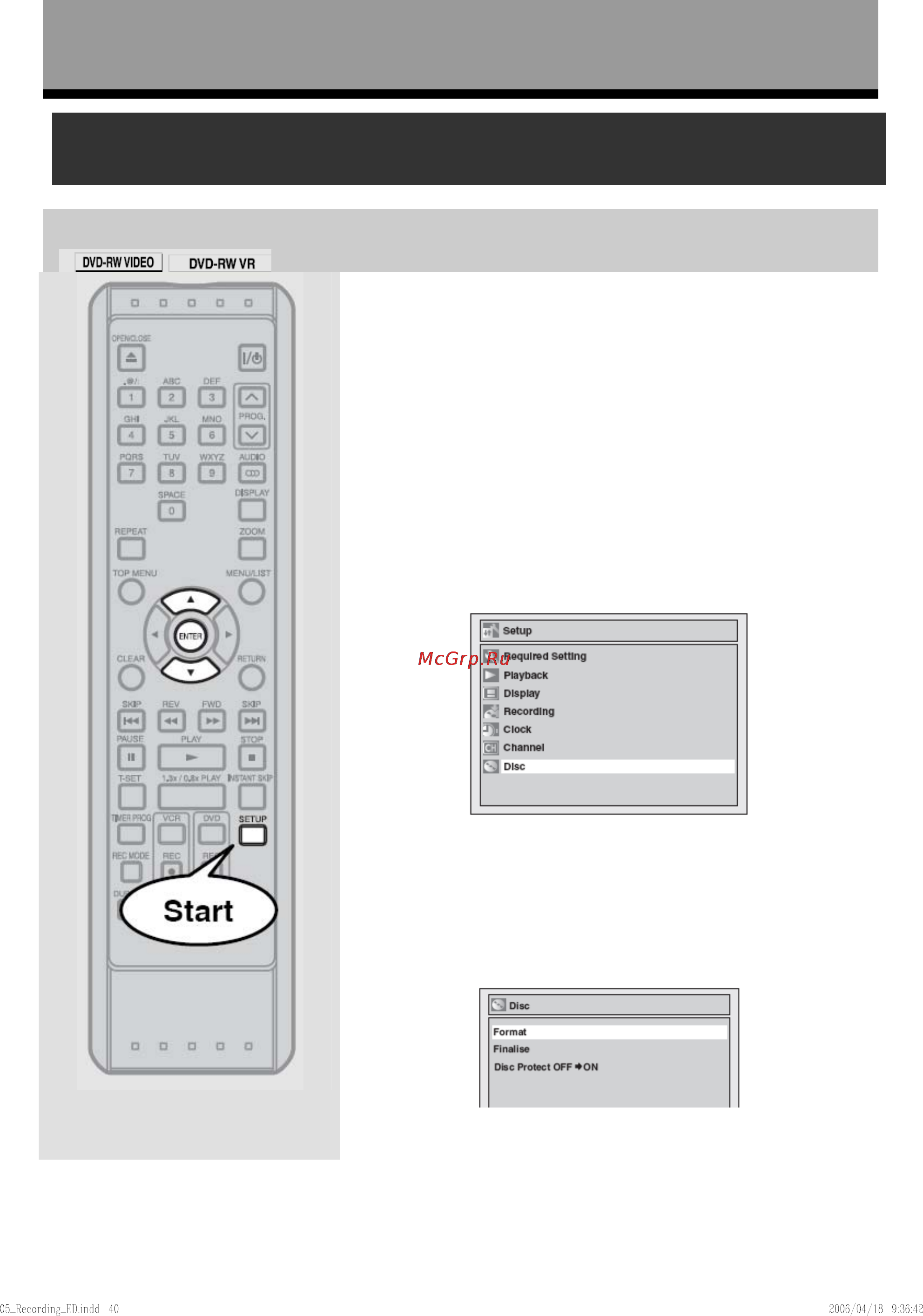 Toshiba D-VR40SE [43/148] Выбор формата записи