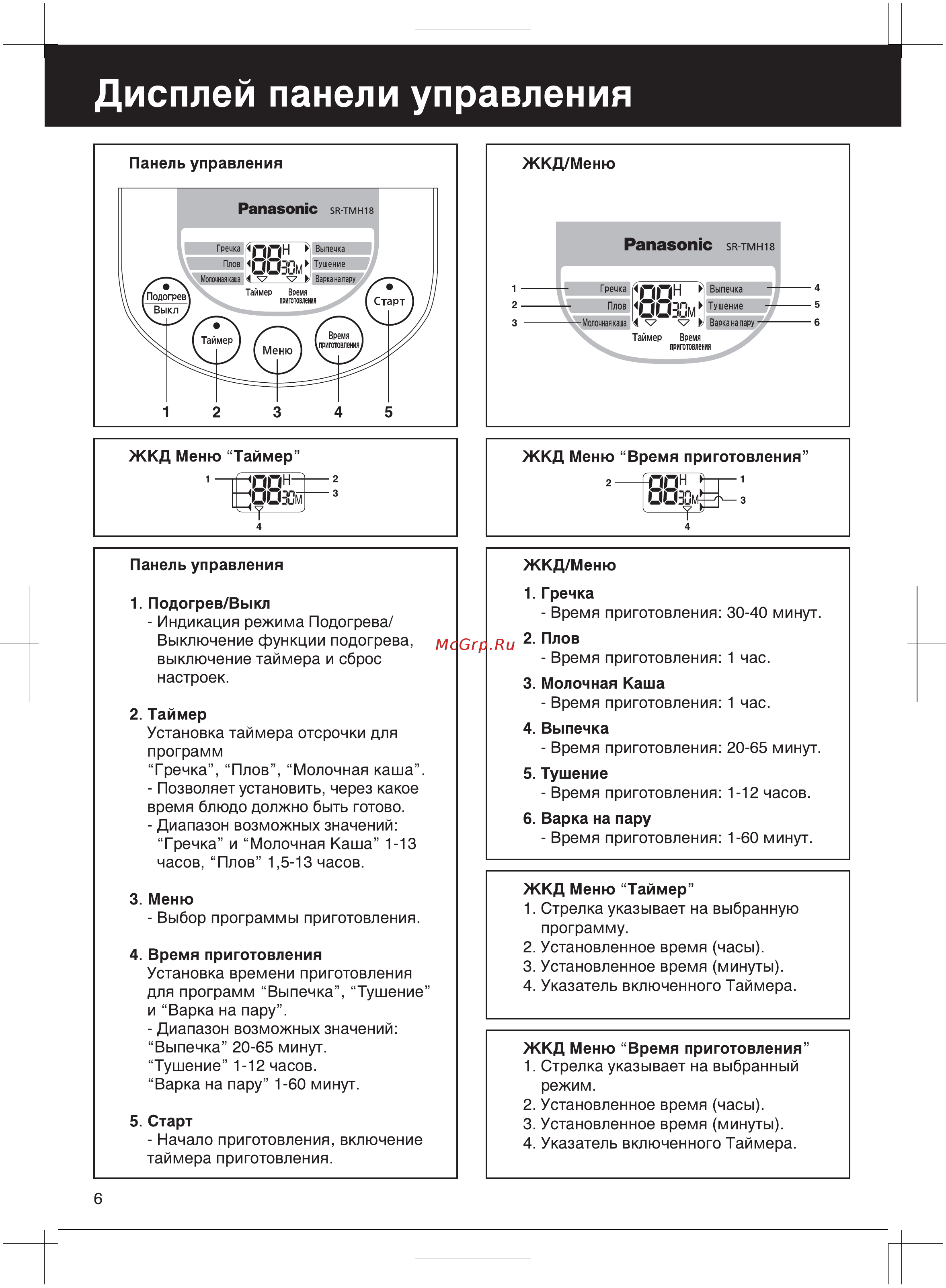 Panasonic SR-TMH10АTW [6/30] Russian