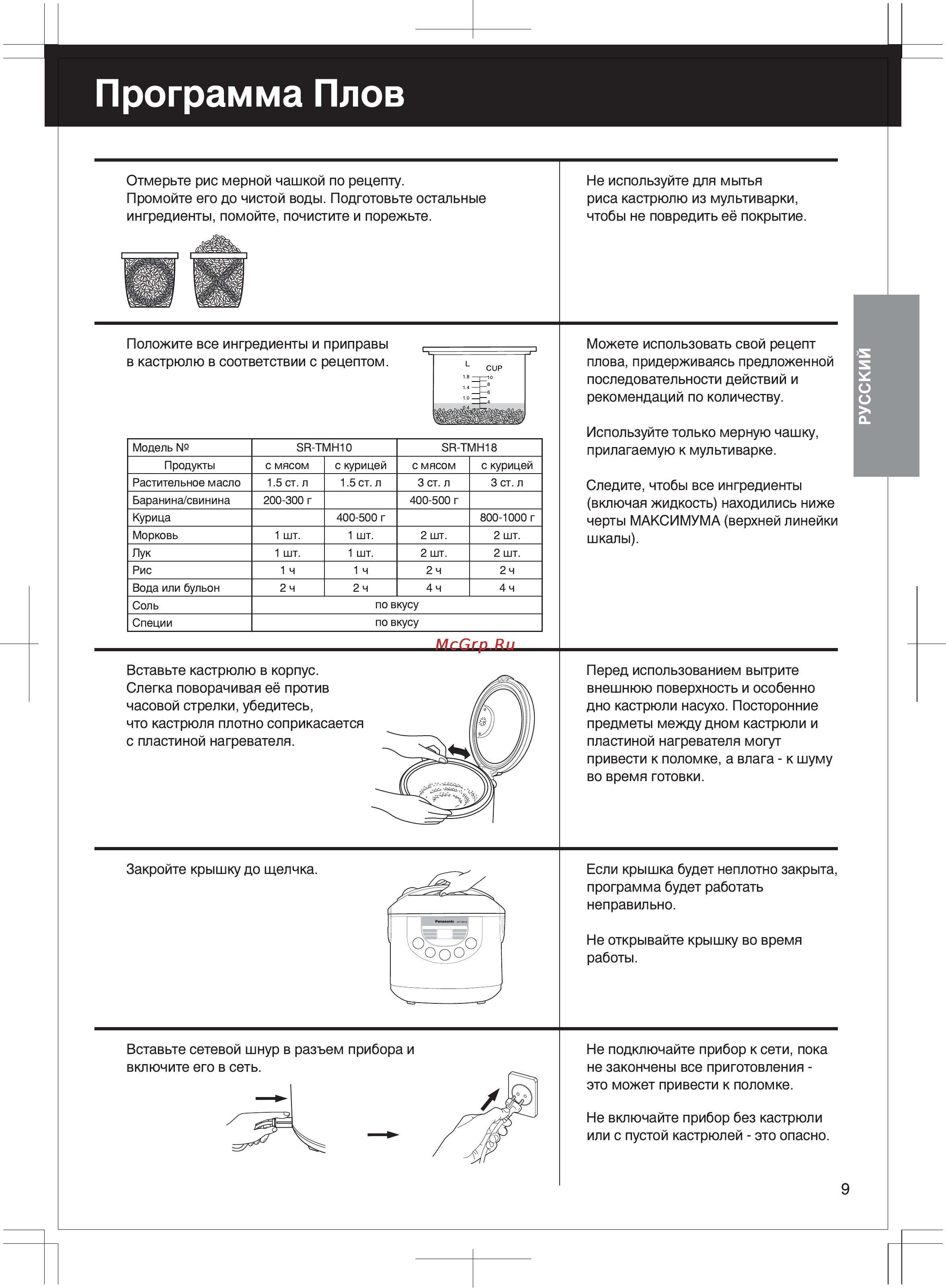 Panasonic SR-TMH18LTW [9/30] Russian