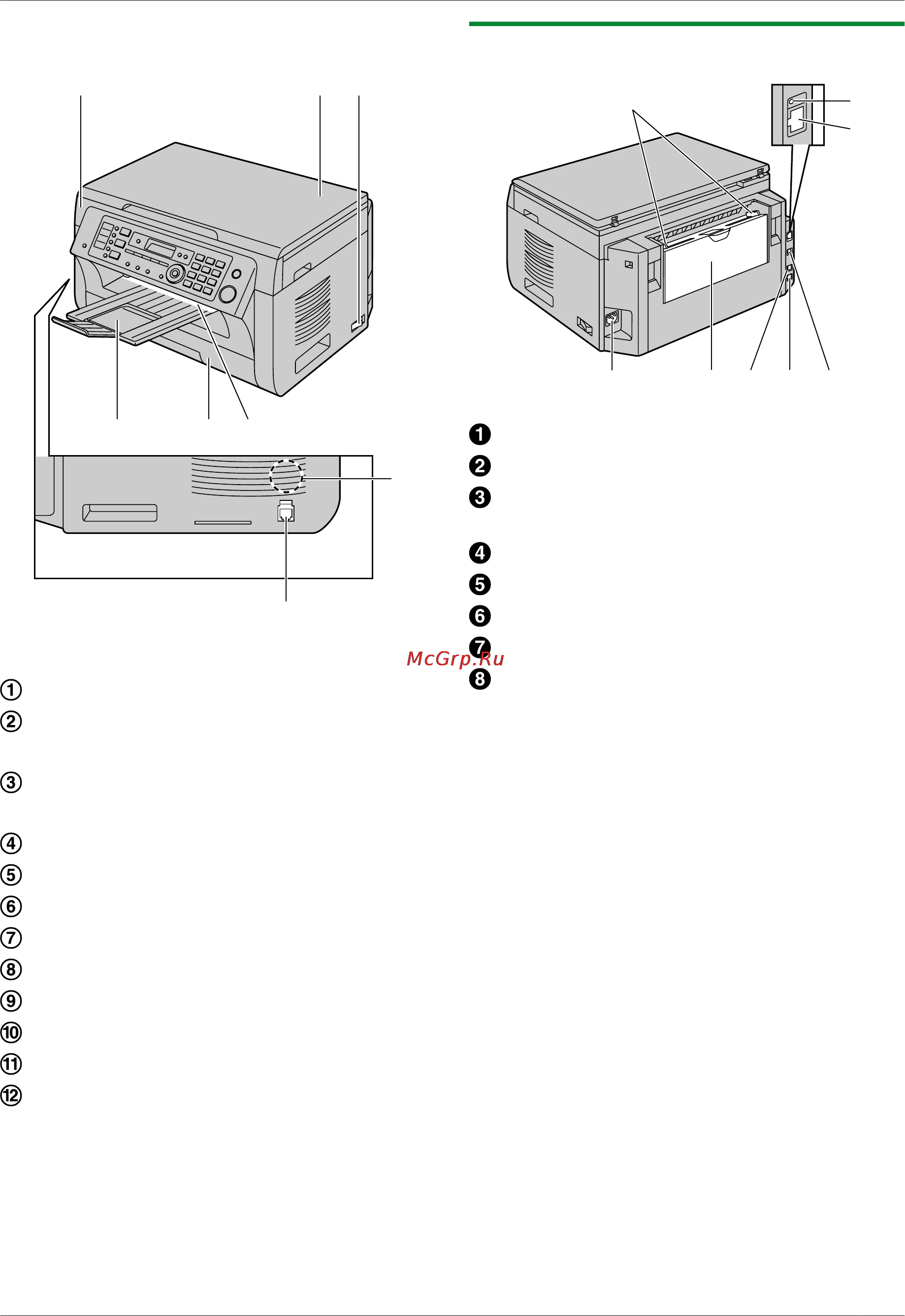 Panasonic KX-MB2051RUB [13/172] Основной блок вид сзади