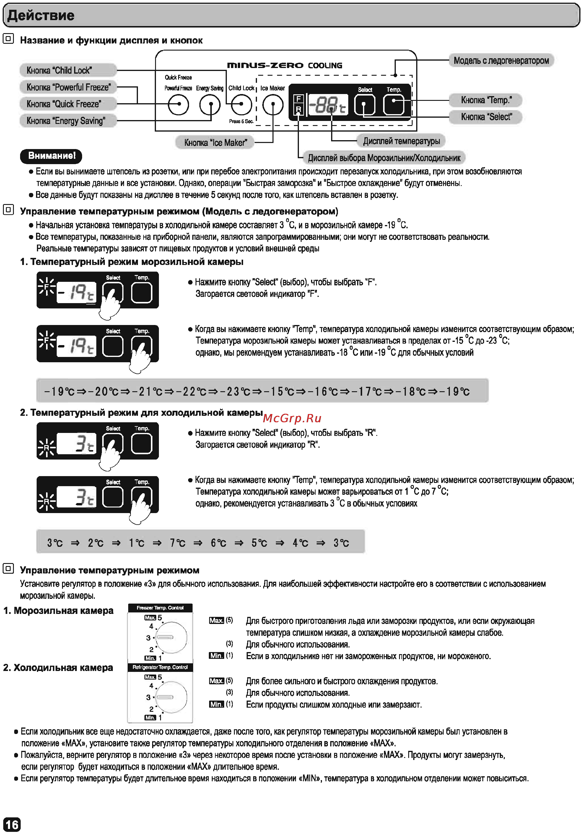 Hitachi R-W662 EU9 GBK [5/11] Температурный режим для холодильной камеры