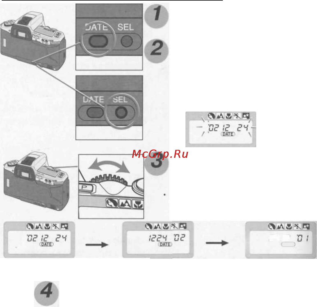 Minolta Dynax 4 [52/63] Поверните настроечное ко лесо чтобы изменить фор мат даты