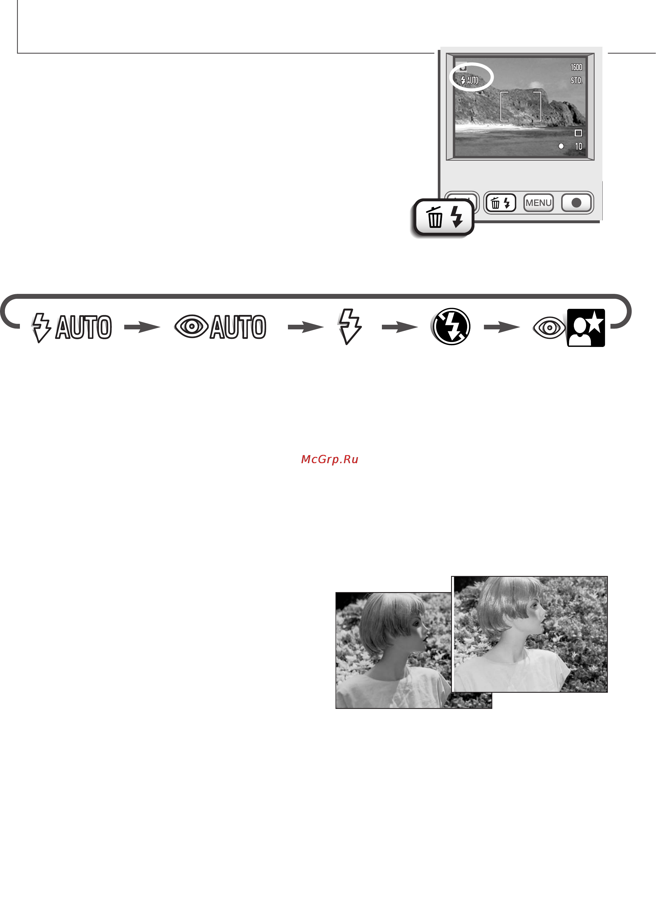 Minolta Dimage Xi [26/96] Режимы работы вспышки flash modes
