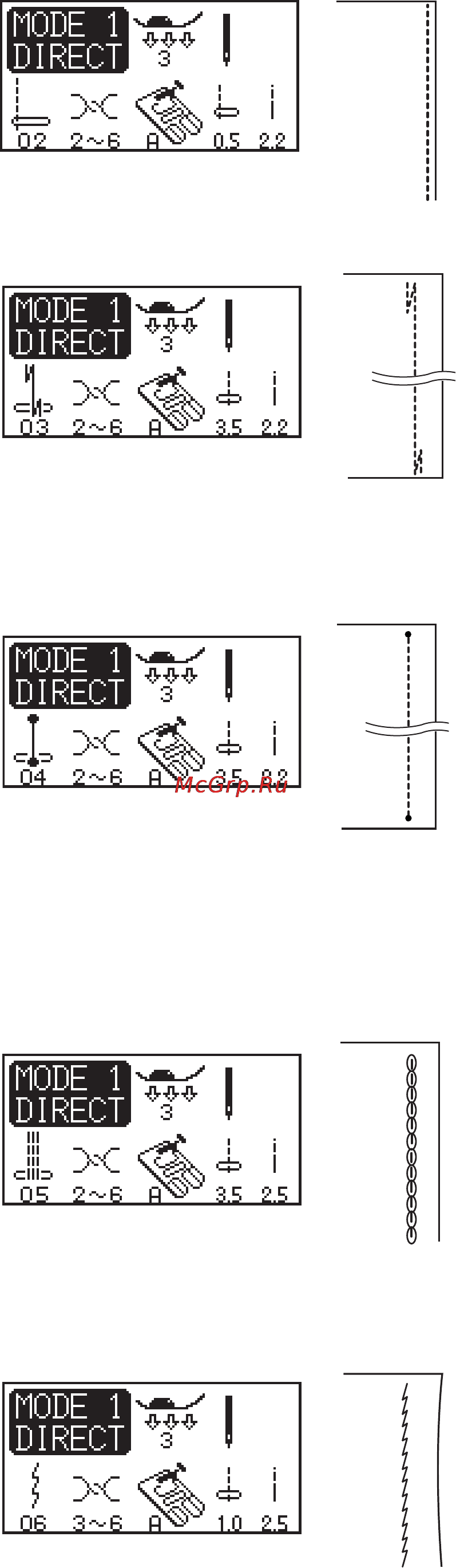 Janome Memory Craft 6600 [32/79] Варианты прямого стежка