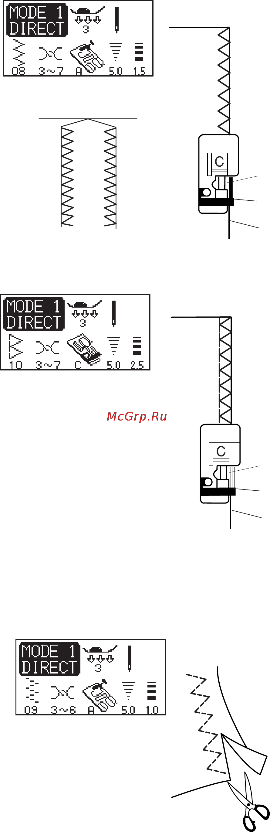 Janome Memory Craft 6600 [35/79] Оверлочные стежки режимы 1 и 3