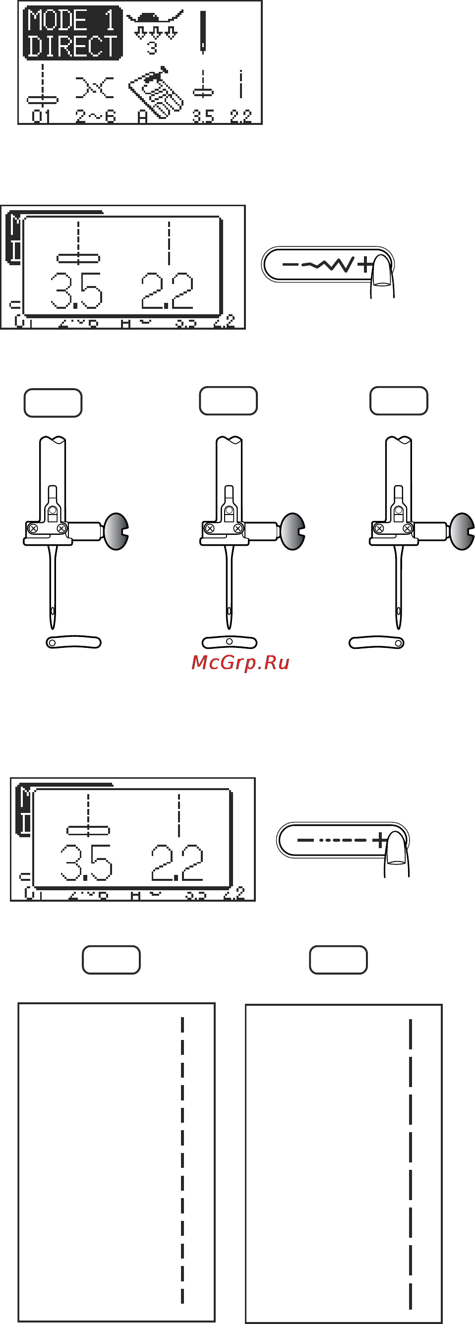 Janome MC 6500 P [27/77] Различные позиции иглы