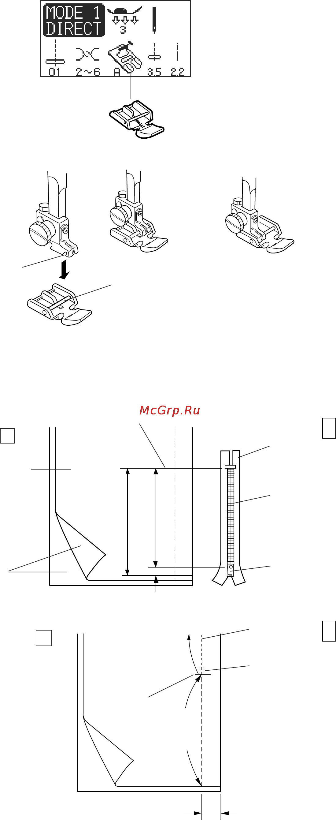 Janome MC 6500 P [33/77] Пришивание молнии