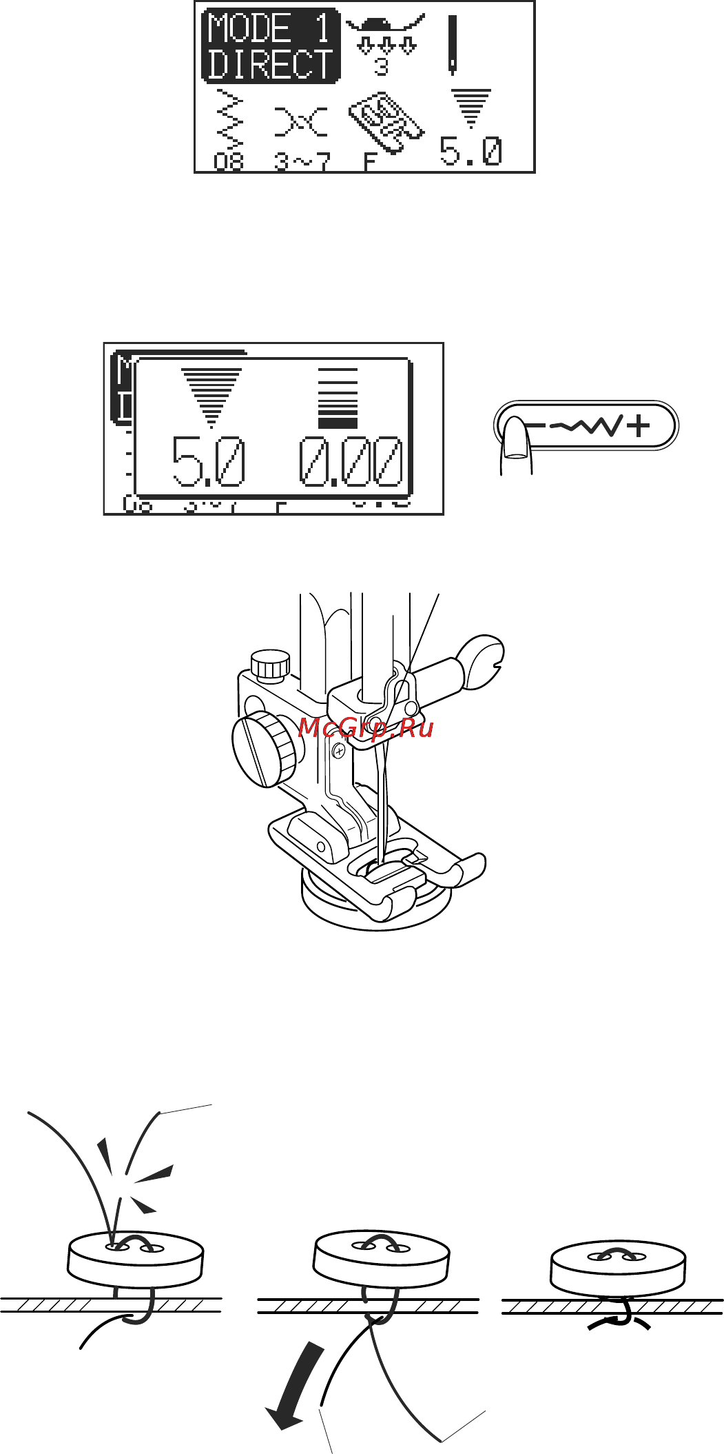 Janome MC 6500 P [50/77] Пришивание пуговиц