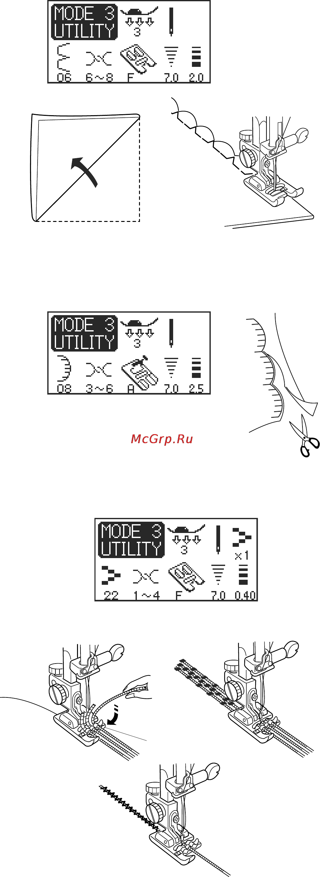 Janome MC 6500 P [57/77] Пришивание шнура